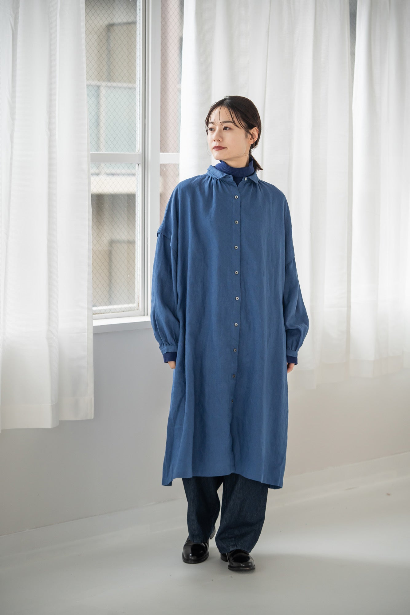 YARRA リネン100ギャザーワンピース YR-1544-240