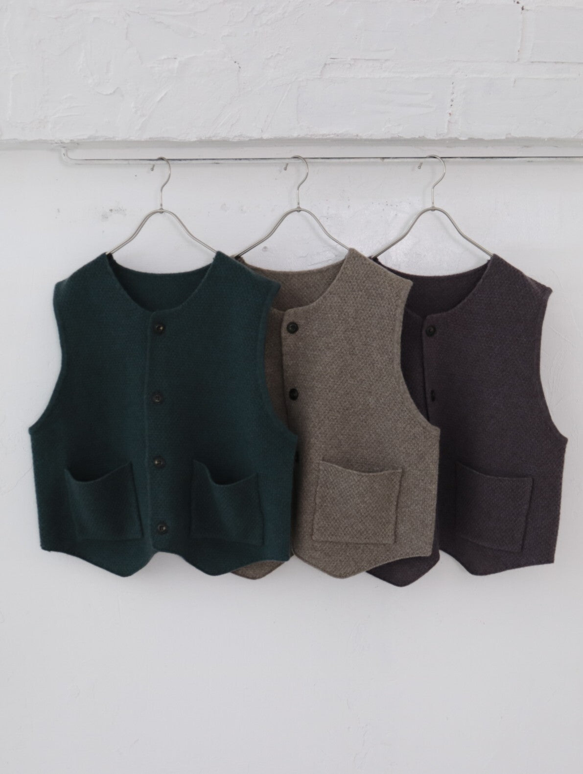 YARRA NEU ヤクウール鹿の子編ニットベスト NU-5548-408