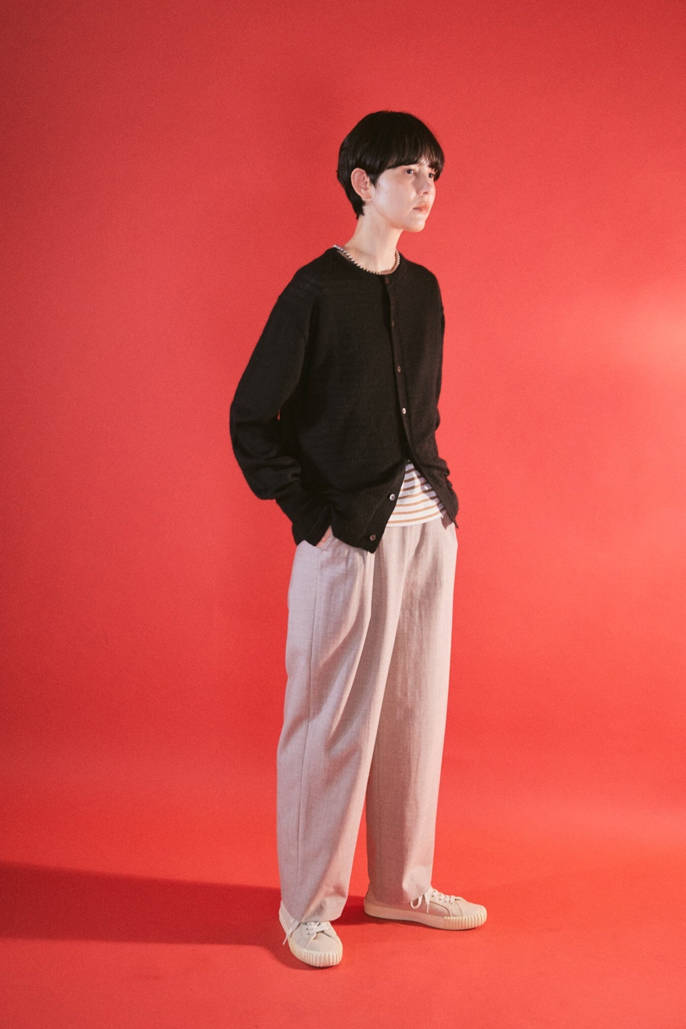 YARRA NEU ブラックアルパカニットカーディガン NU-5552-430