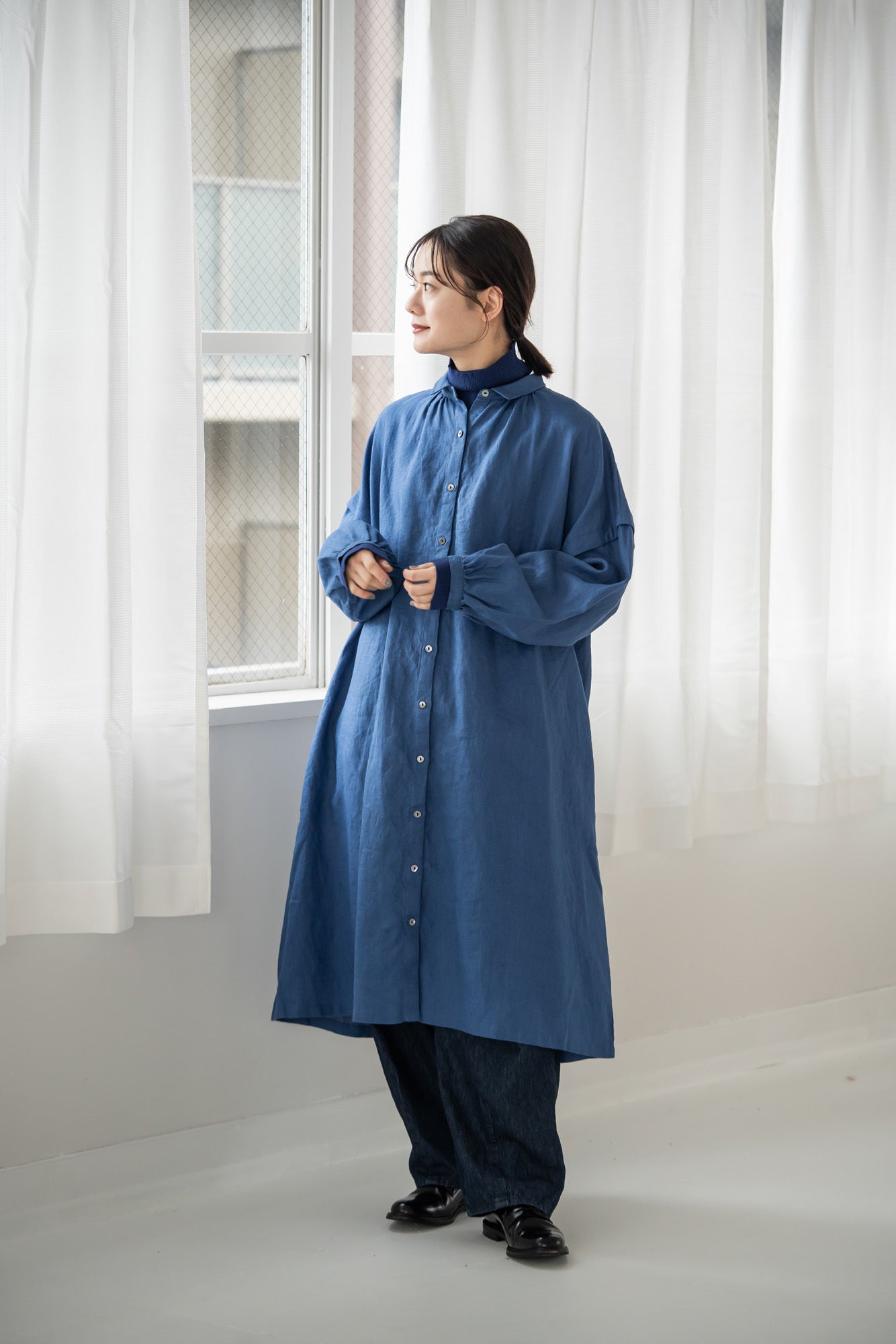 YARRA リネン100ギャザーワンピース YR-1544-240