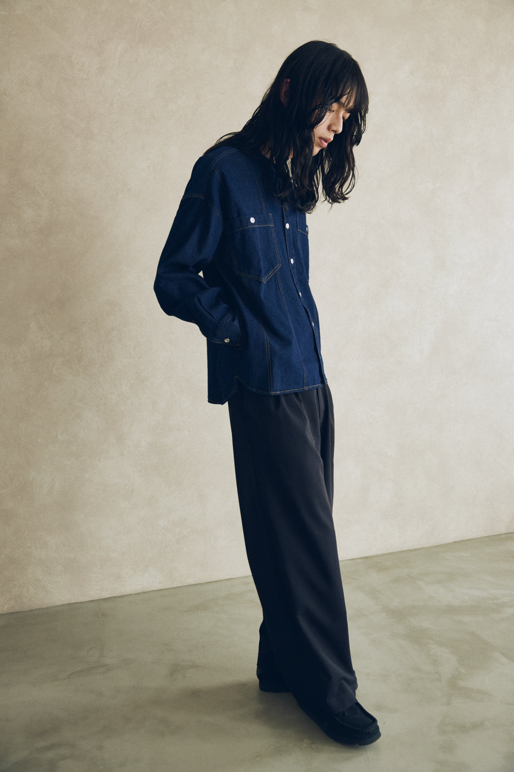 YARRA NEU ウールブレンドスラックスパンツ NU-5545-411