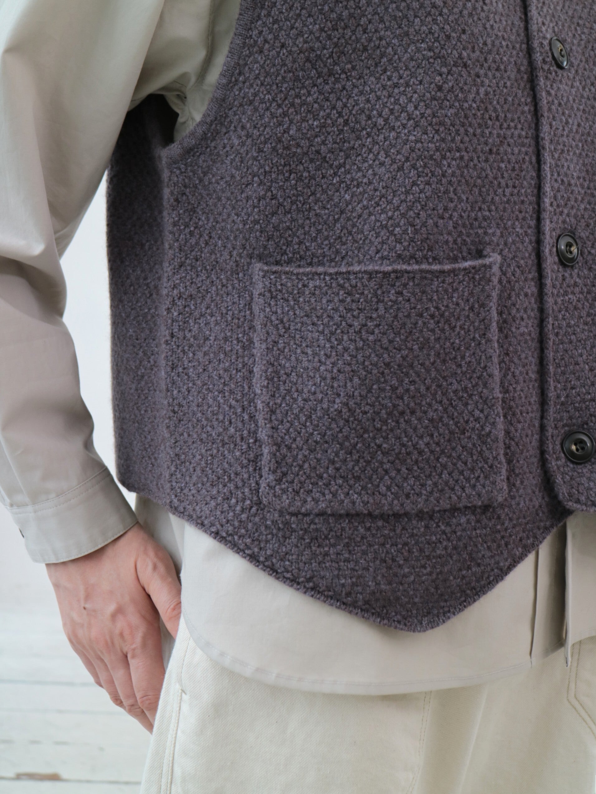 YARRA NEU ヤクウール鹿の子編ニットベスト NU-5548-408