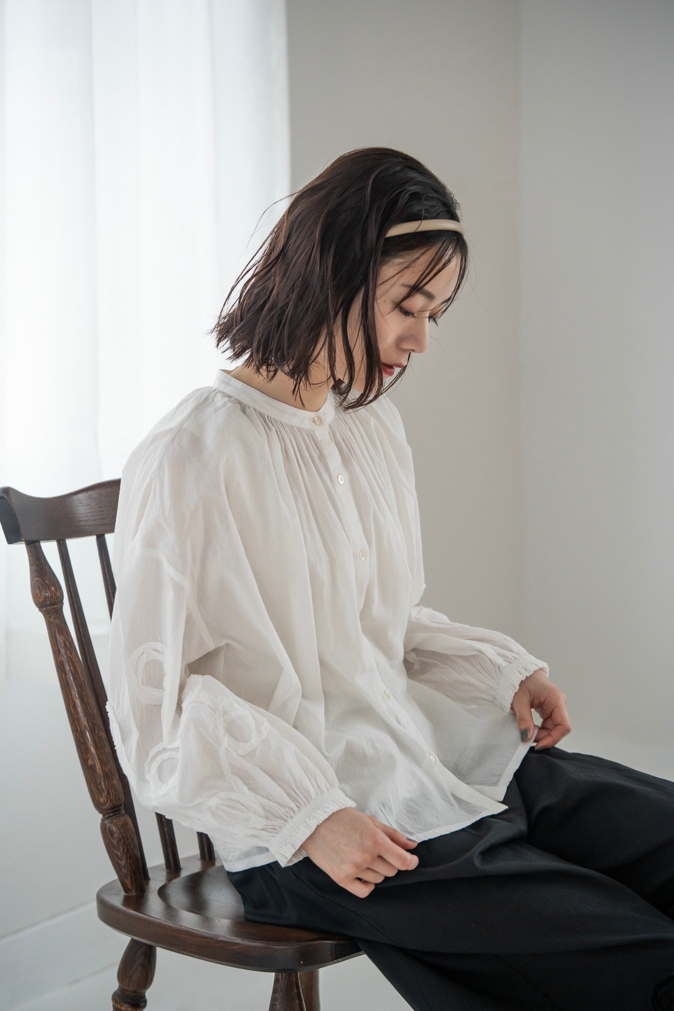 YARRA INDIAドットテープ刺繍ブラウス YR-1543-207