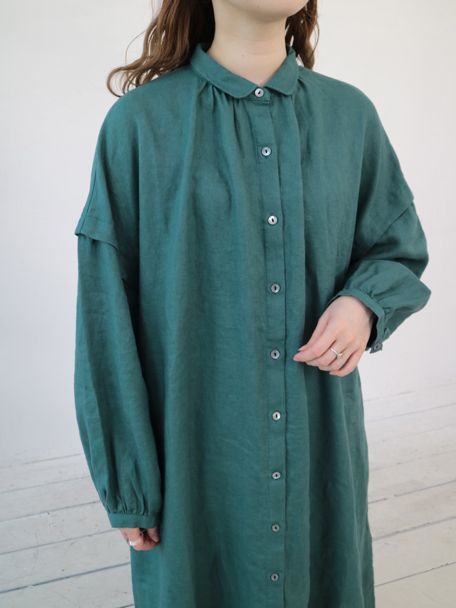 YARRA リネン100ギャザーワンピース YR-1544-240