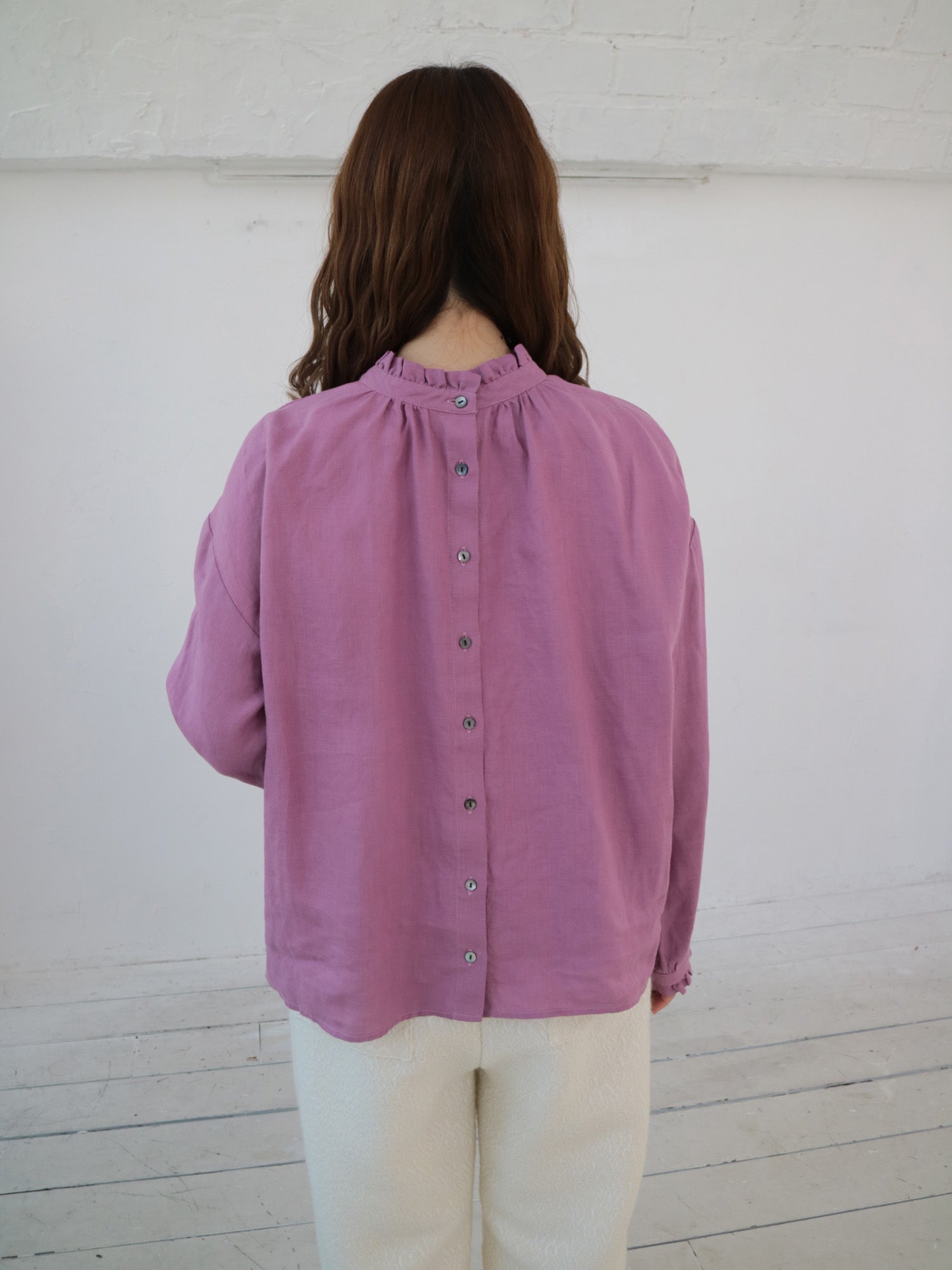 YARRA リネン100フリルカラー2WAYブラウス YR-1543-211