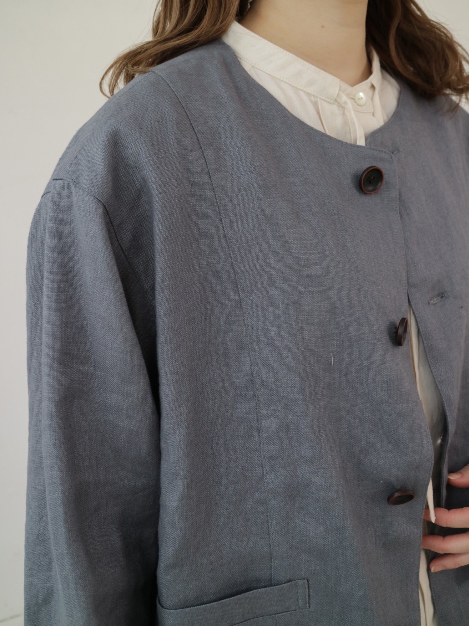 YARRA リネン100ノーカラージャケット YR-1547-215