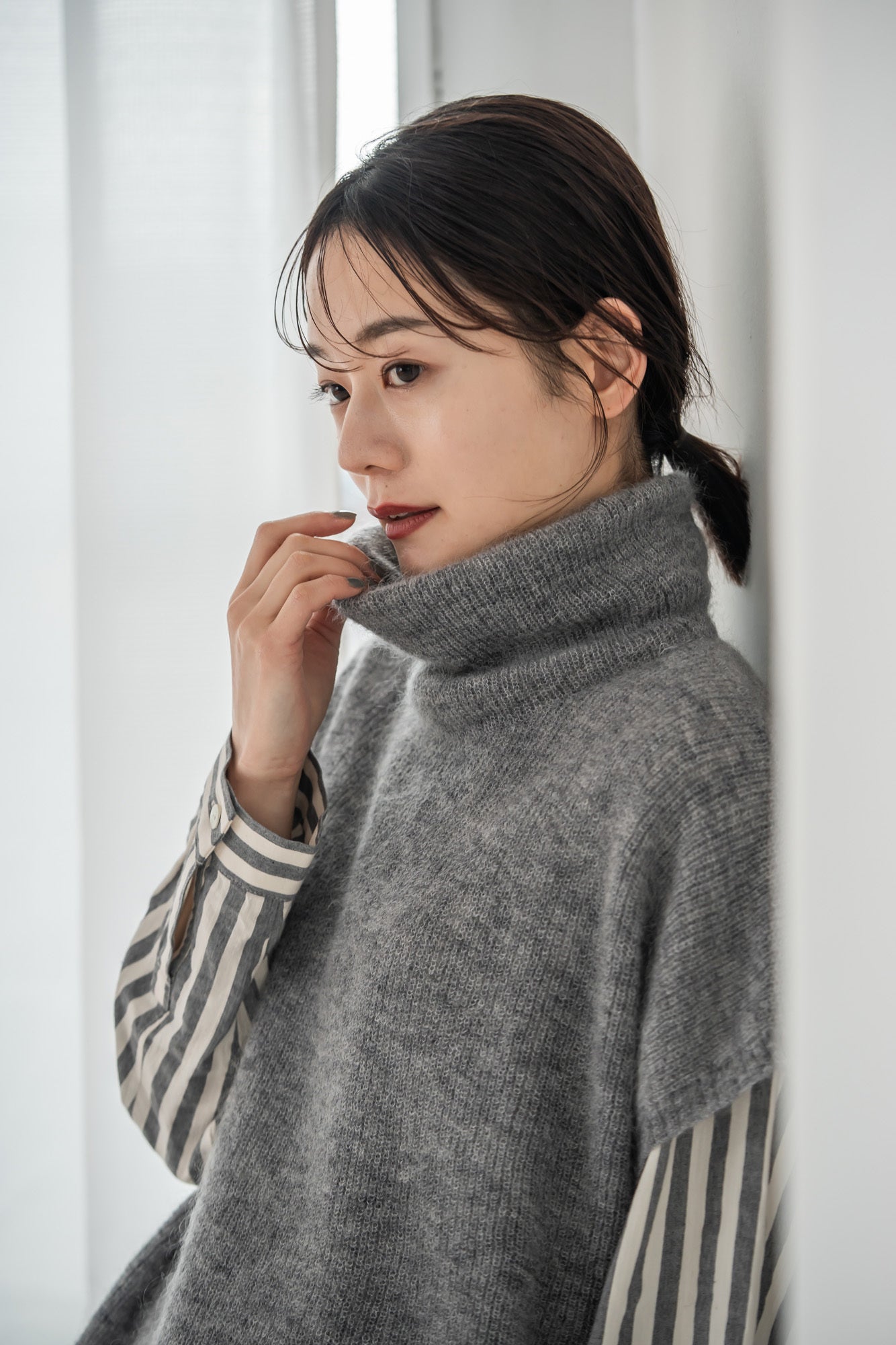 YARRA モヘアブレンドタートルニットベスト YR-1548-227