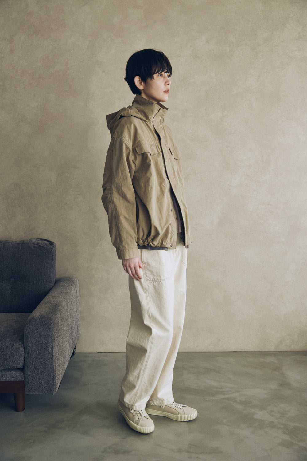 YARRA NEU C/NYフード付ミドルブルゾン NU-5547-413