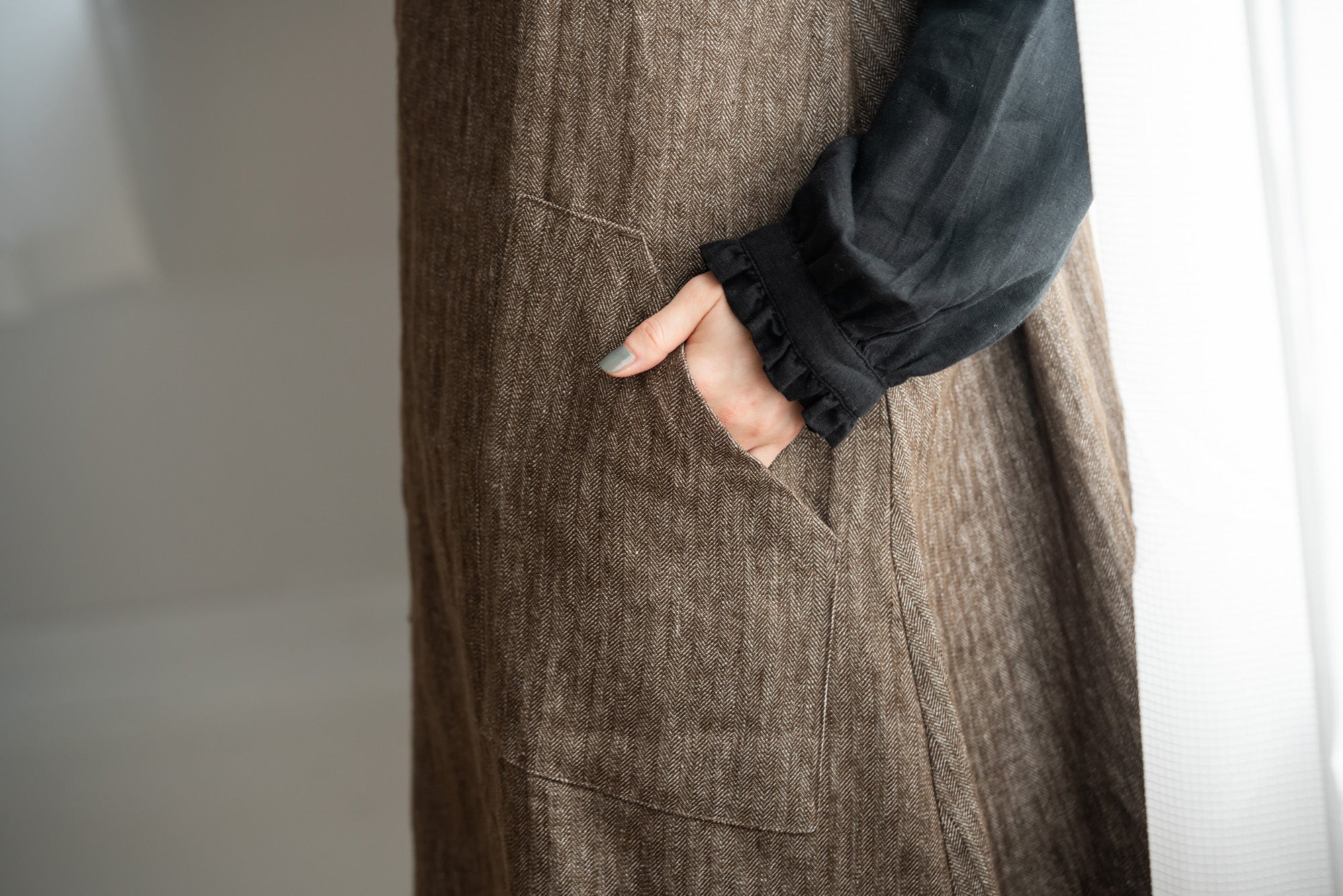 YARRA へリンボンポケットジャンパースカート YR-1544-206