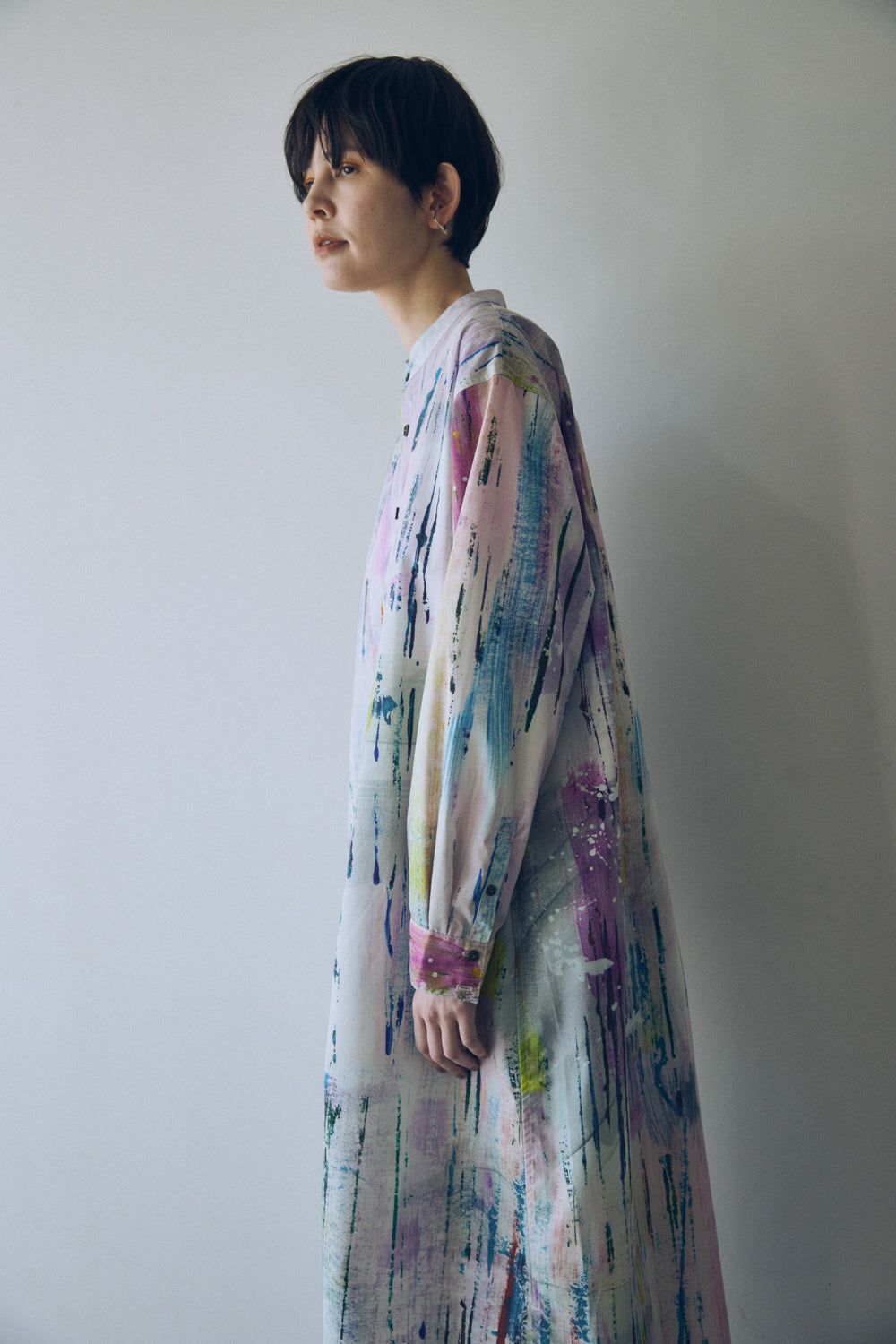 YARRA NEU HAND PAINTINGプリントシャツワンピース NU-5534-449