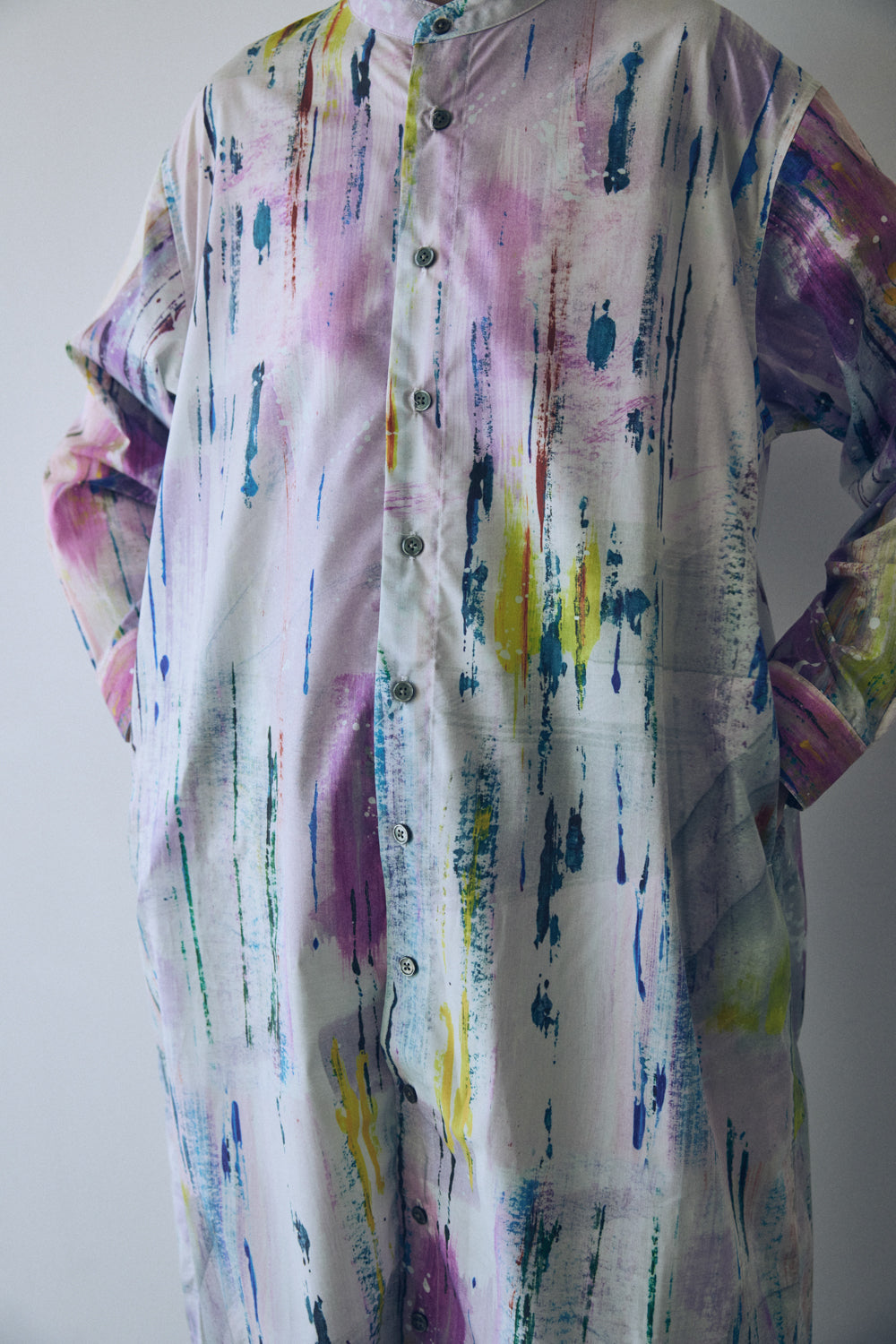 YARRA NEU HAND PAINTINGプリントシャツワンピース NU-5534-449