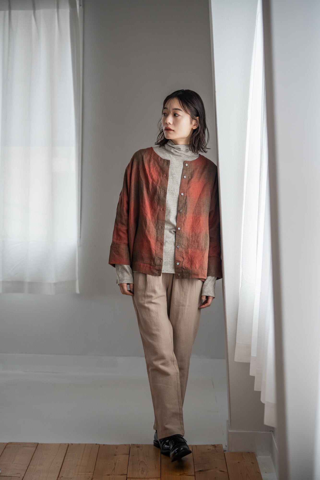 YARRA リネン100ワイド2WAYブラウス YR-1543-205