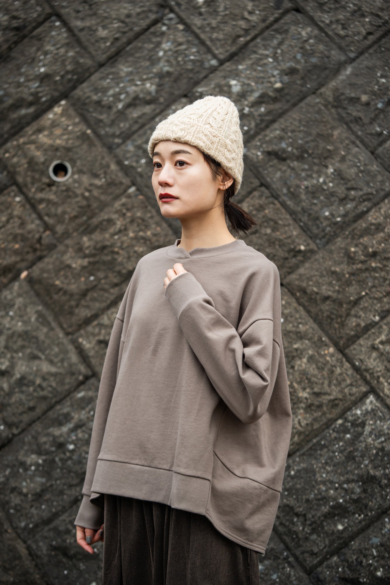 YARRA ミニ裏毛切替ラウンドプルオーバー YR-1541-224