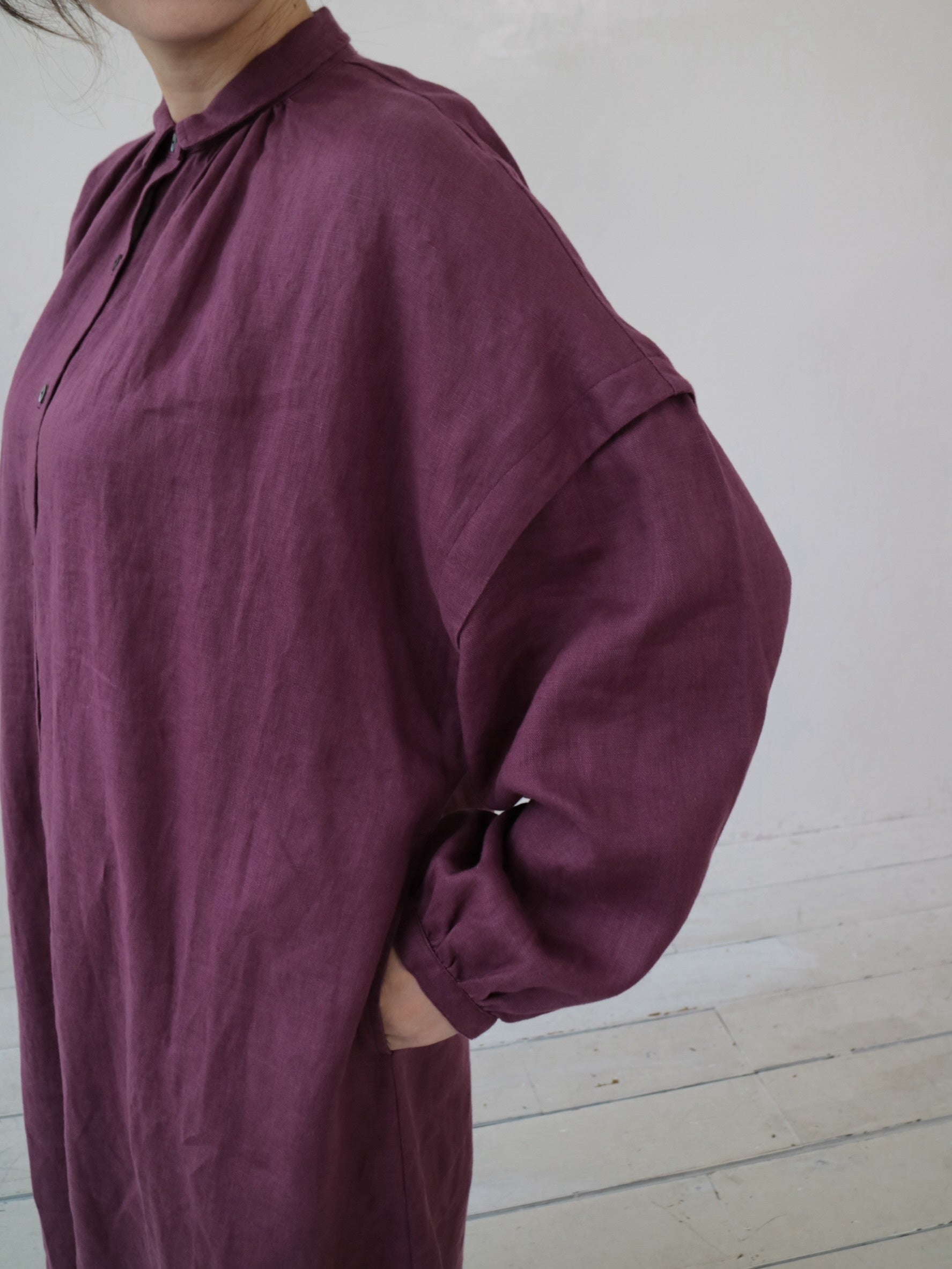 YARRA リネン100ギャザーワンピース YR-1544-240