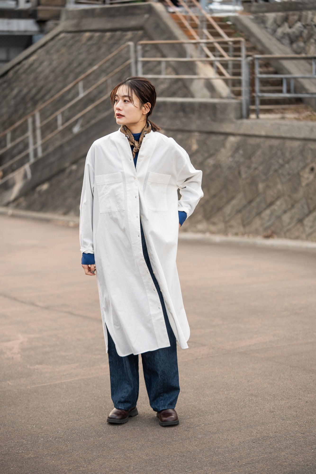 YARRA INDIAスタンドステッチ衿ワンピース YR-1544-233