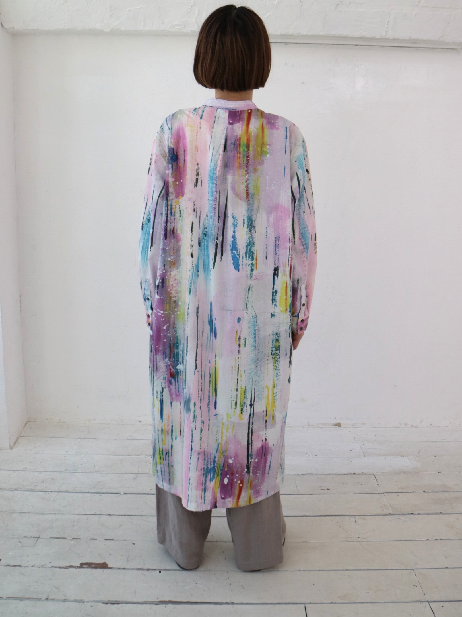 YARRA NEU HAND PAINTINGプリントシャツワンピース NU-5534-449