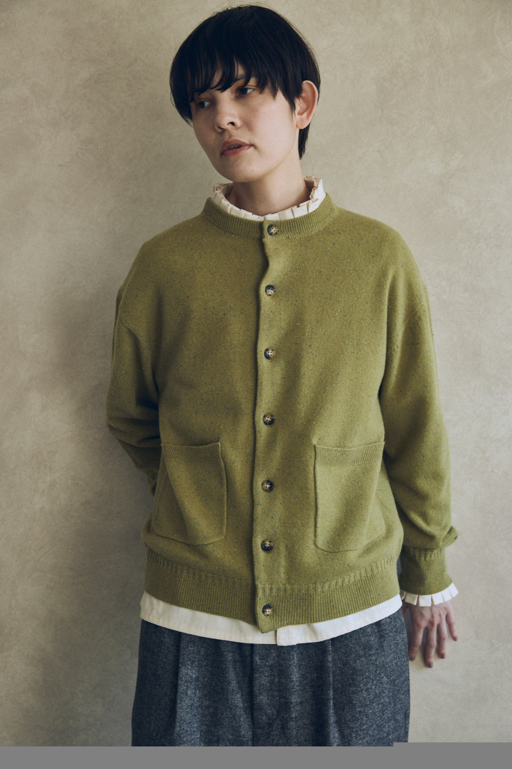 YARRA NEU カラーネップメリノニットカーディガン NU-5552-420