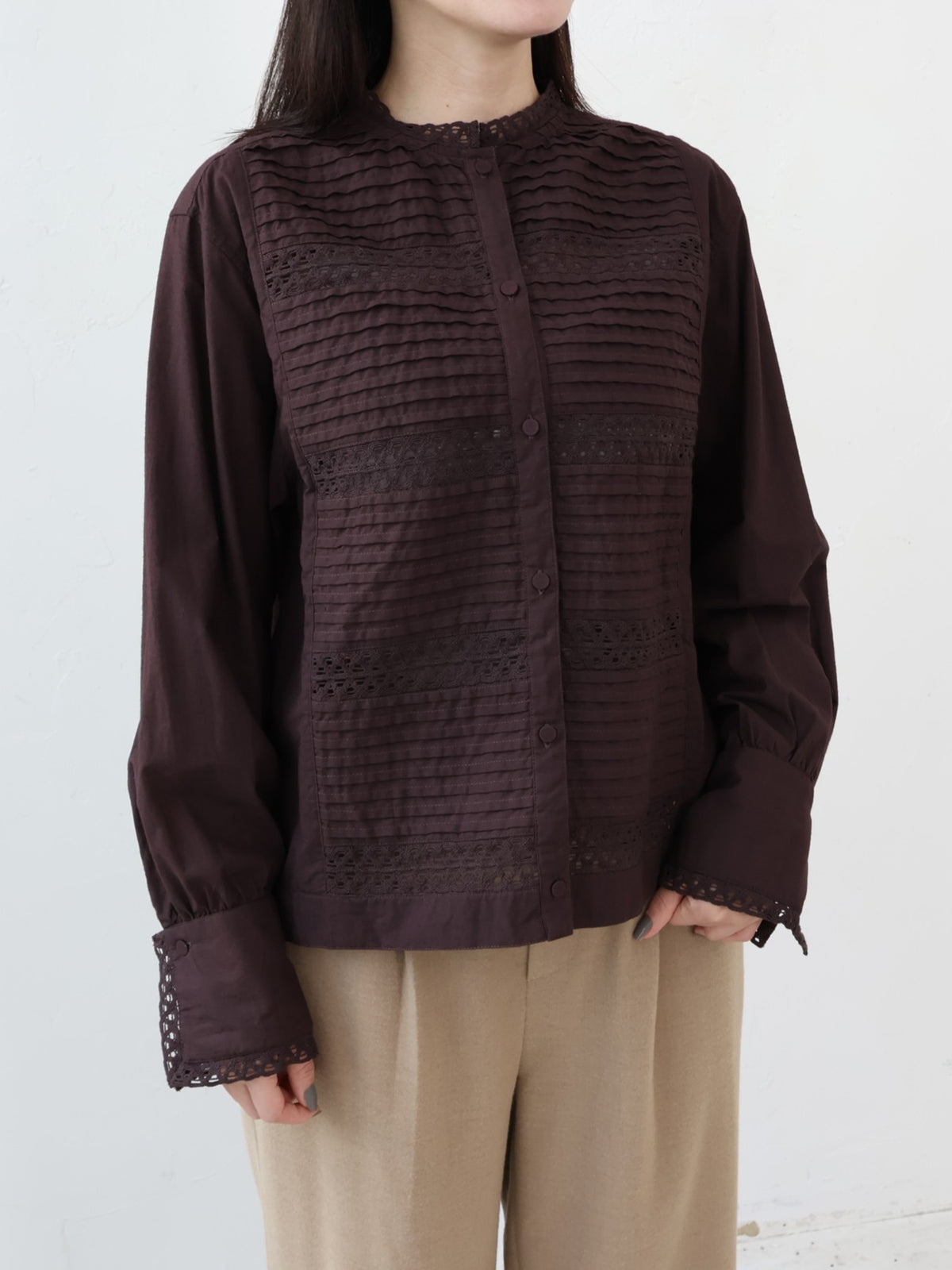 doux bleu コットンキャンブリック 刺繍レースブラウス DB-2653-051