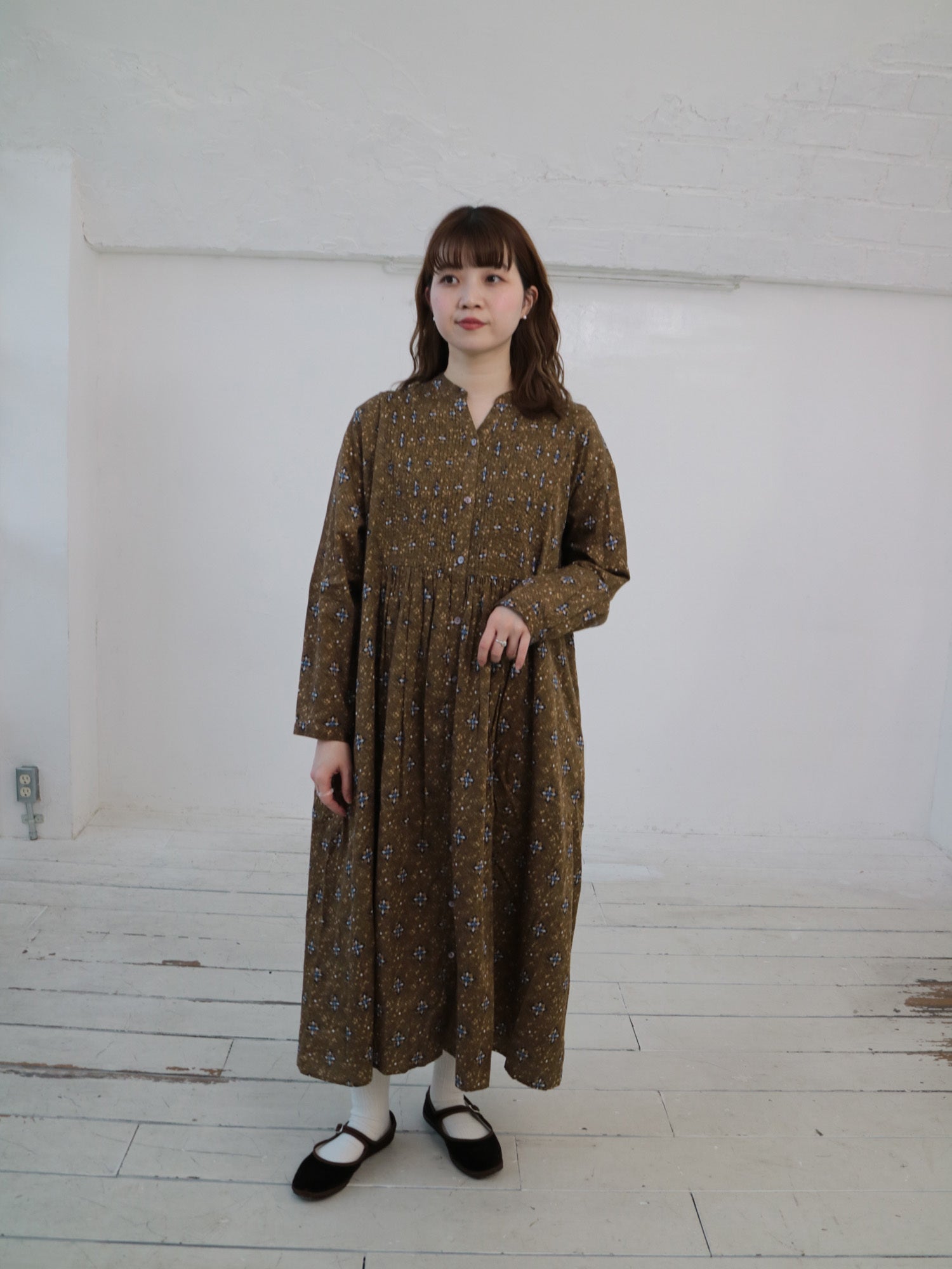 YARRA INDIAプリントピンタックワンピース YR-1544-212