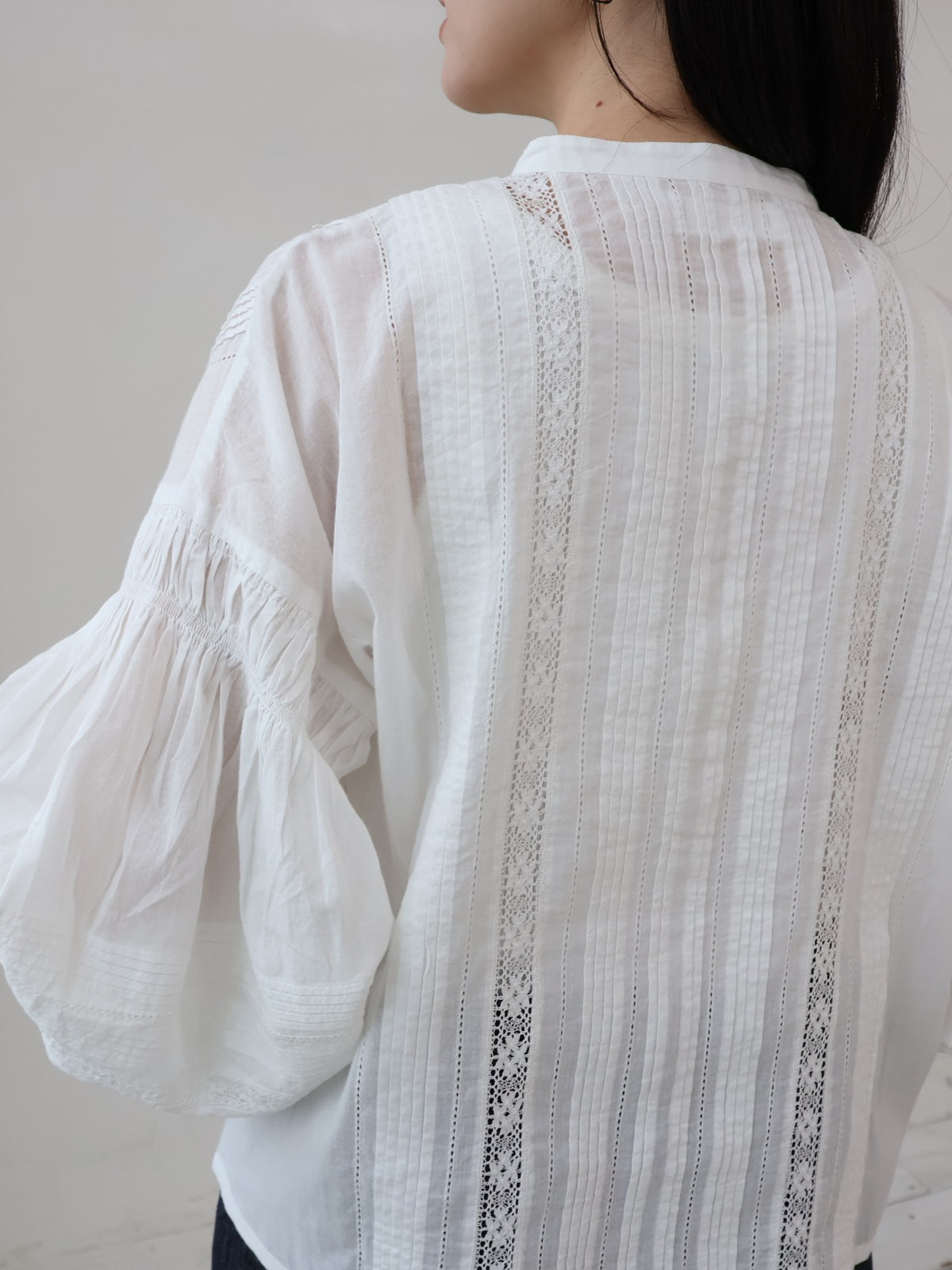 YARRA INDIAピンタックレースブラウス YR-1643-209