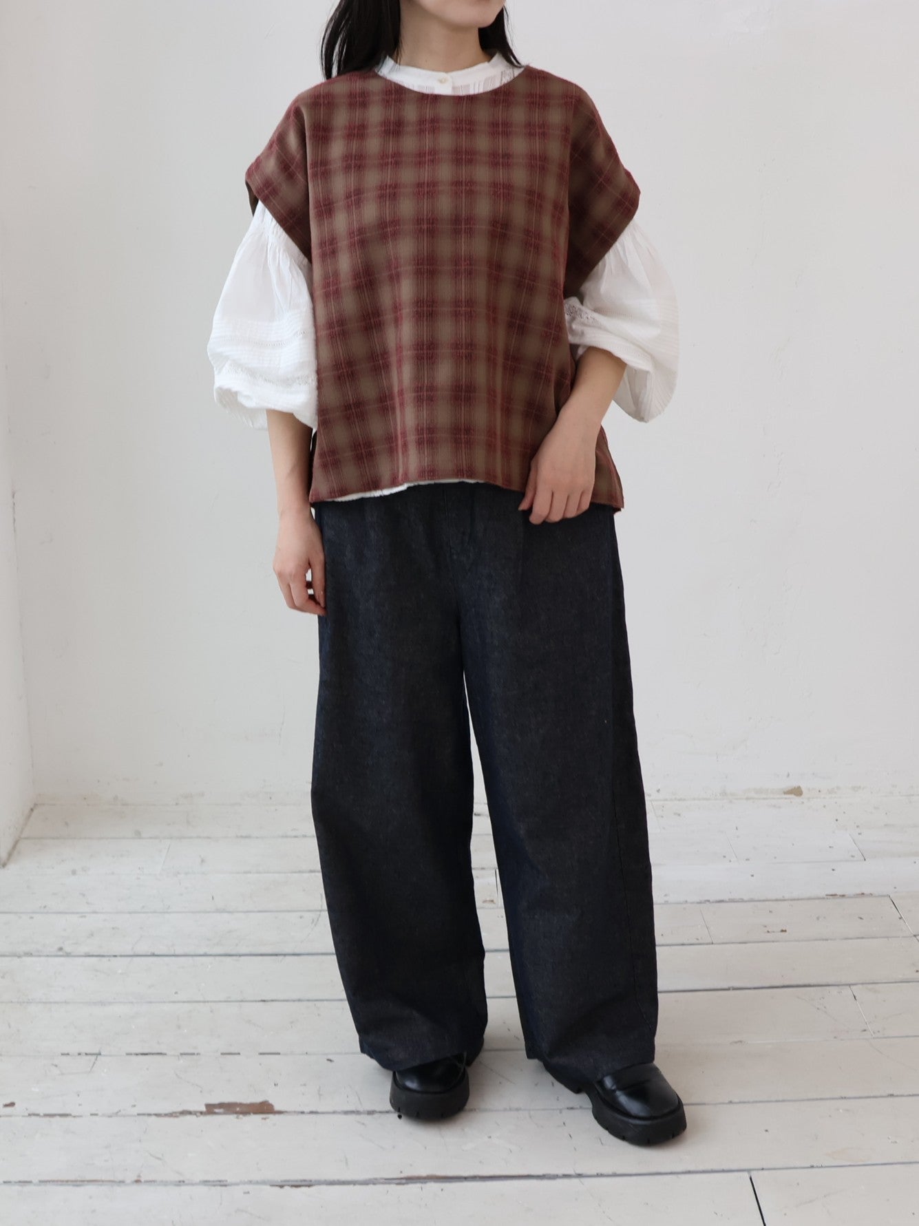 YARRA オンブレチェックワイドベスト YR-1648-219