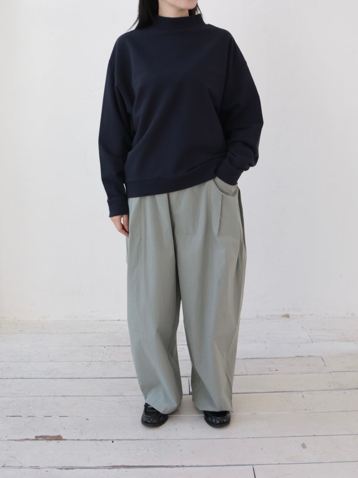 YARRA ミニ裏毛ハイネックワイドプルオーバー YR-1641-224