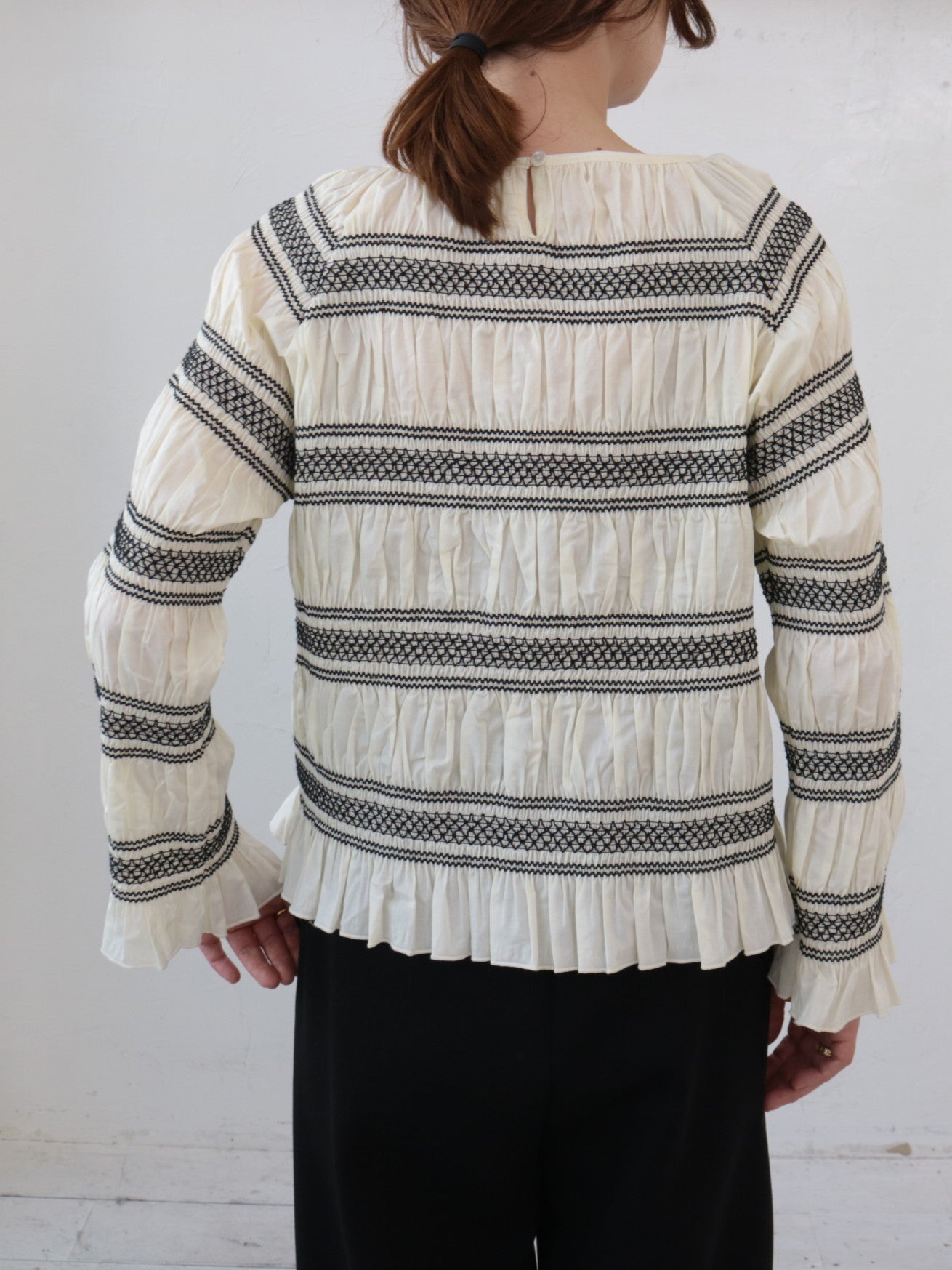 doux bleu スモッキング ボーダー ブラウス DB-2553-054