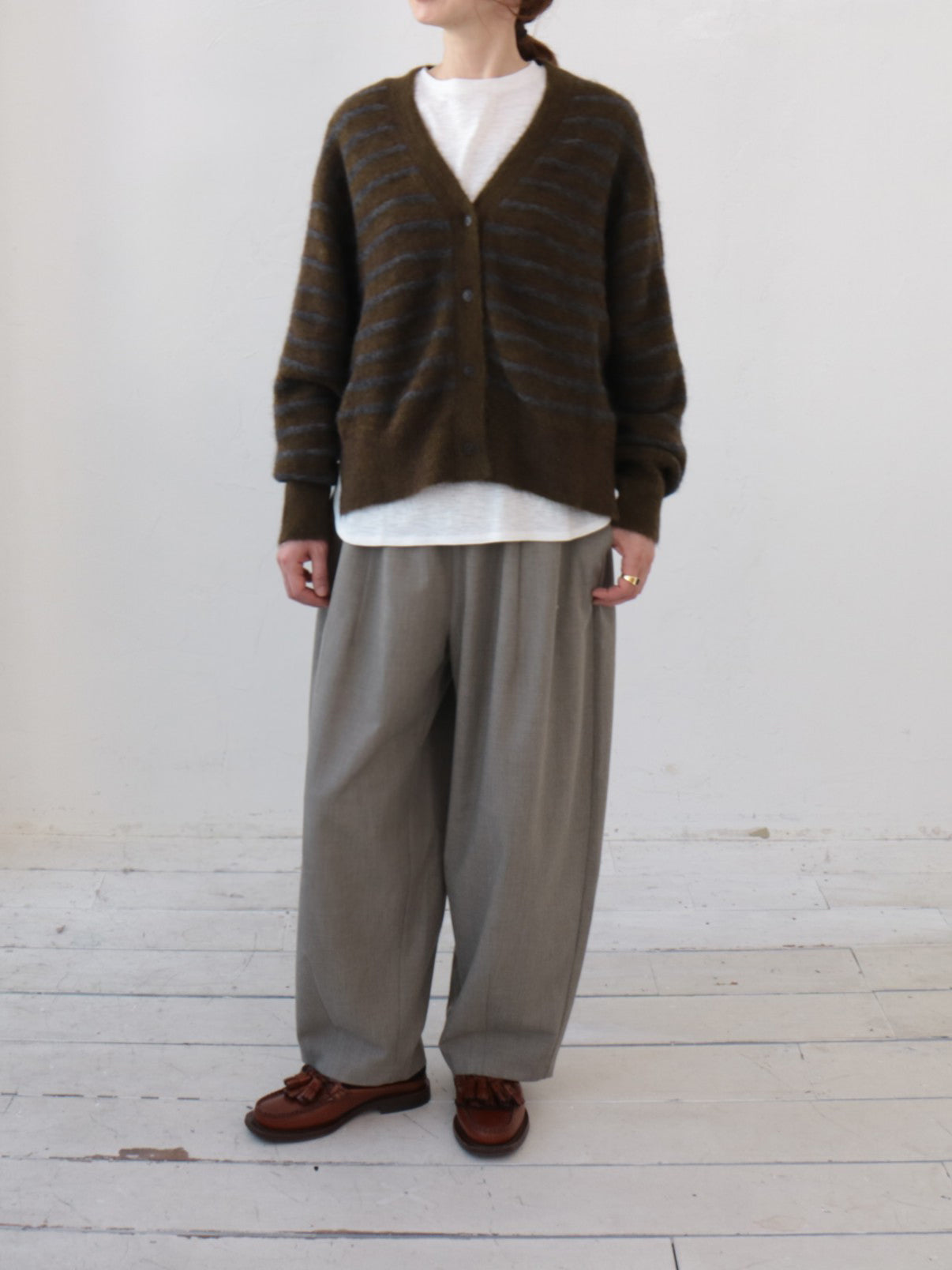 doux bleu アルパカ ボーダーカーディガン DB-2552-044