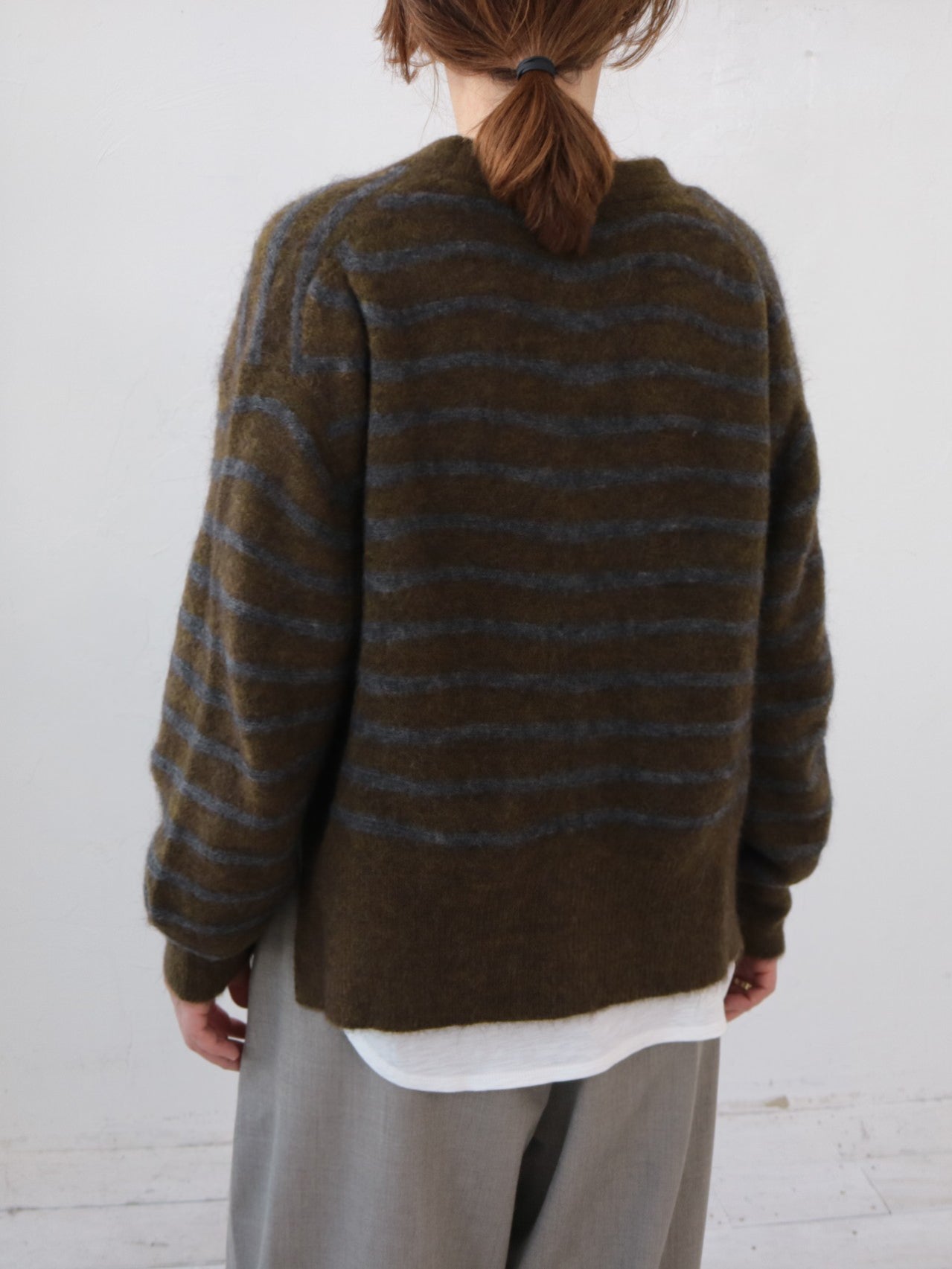 doux bleu アルパカ ボーダーカーディガン DB-2552-044