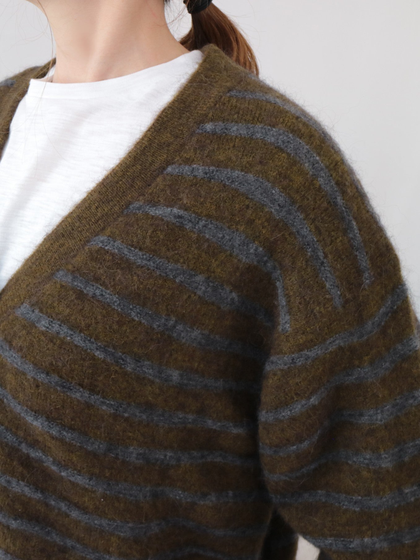 doux bleu アルパカ ボーダーカーディガン DB-2552-044