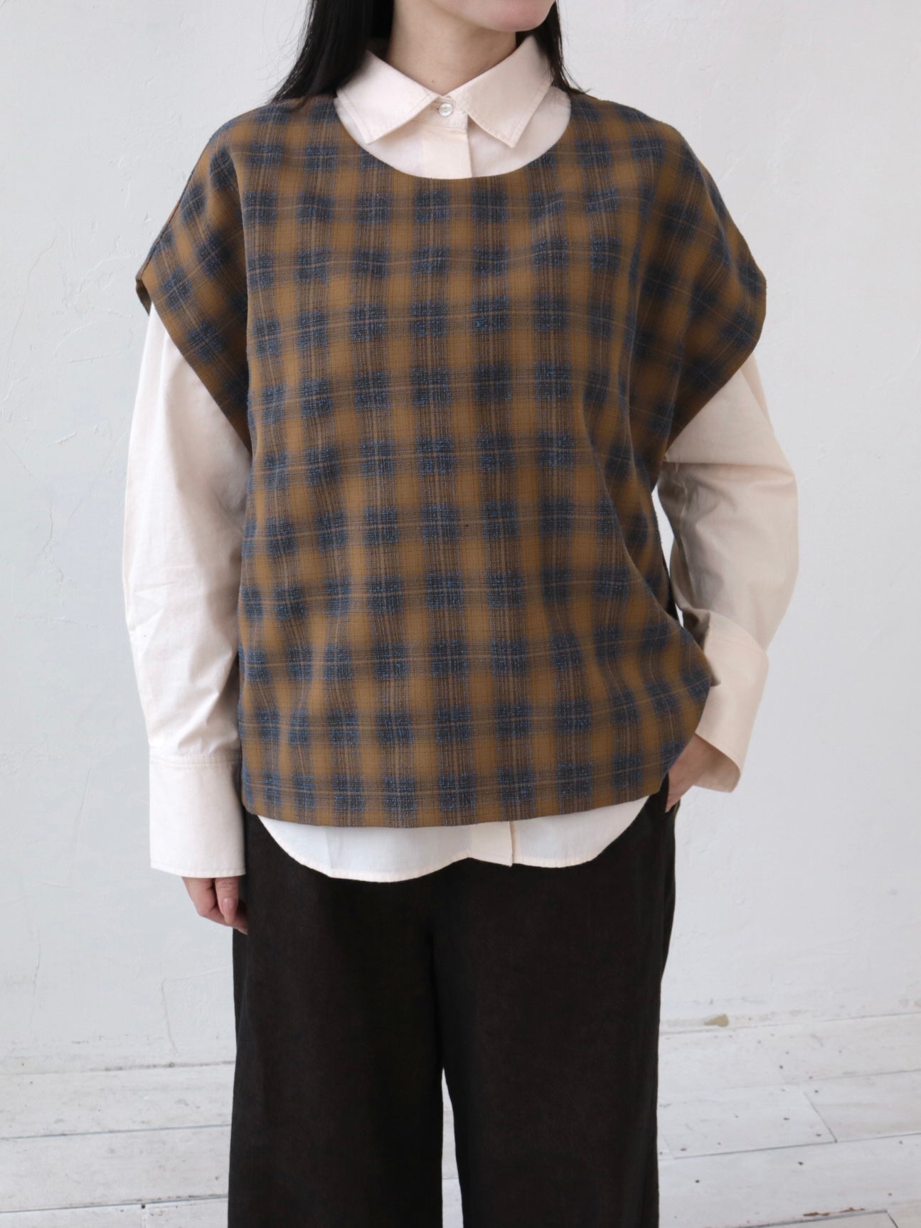 YARRA オンブレチェックワイドベスト YR-1648-219
