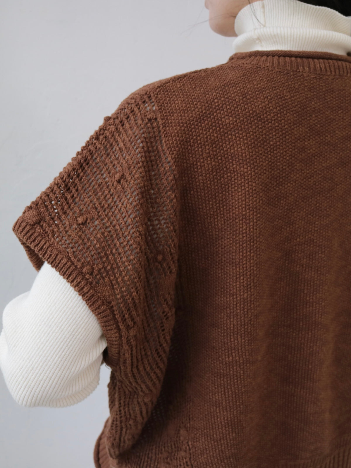 YARRA 綿麻柄編みニットベスト YR-1648-229