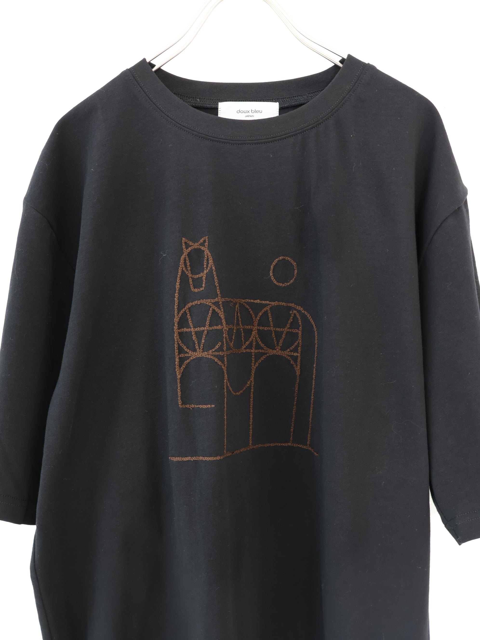 doux bleu horse刺繍Tシャツ DB-2641-001