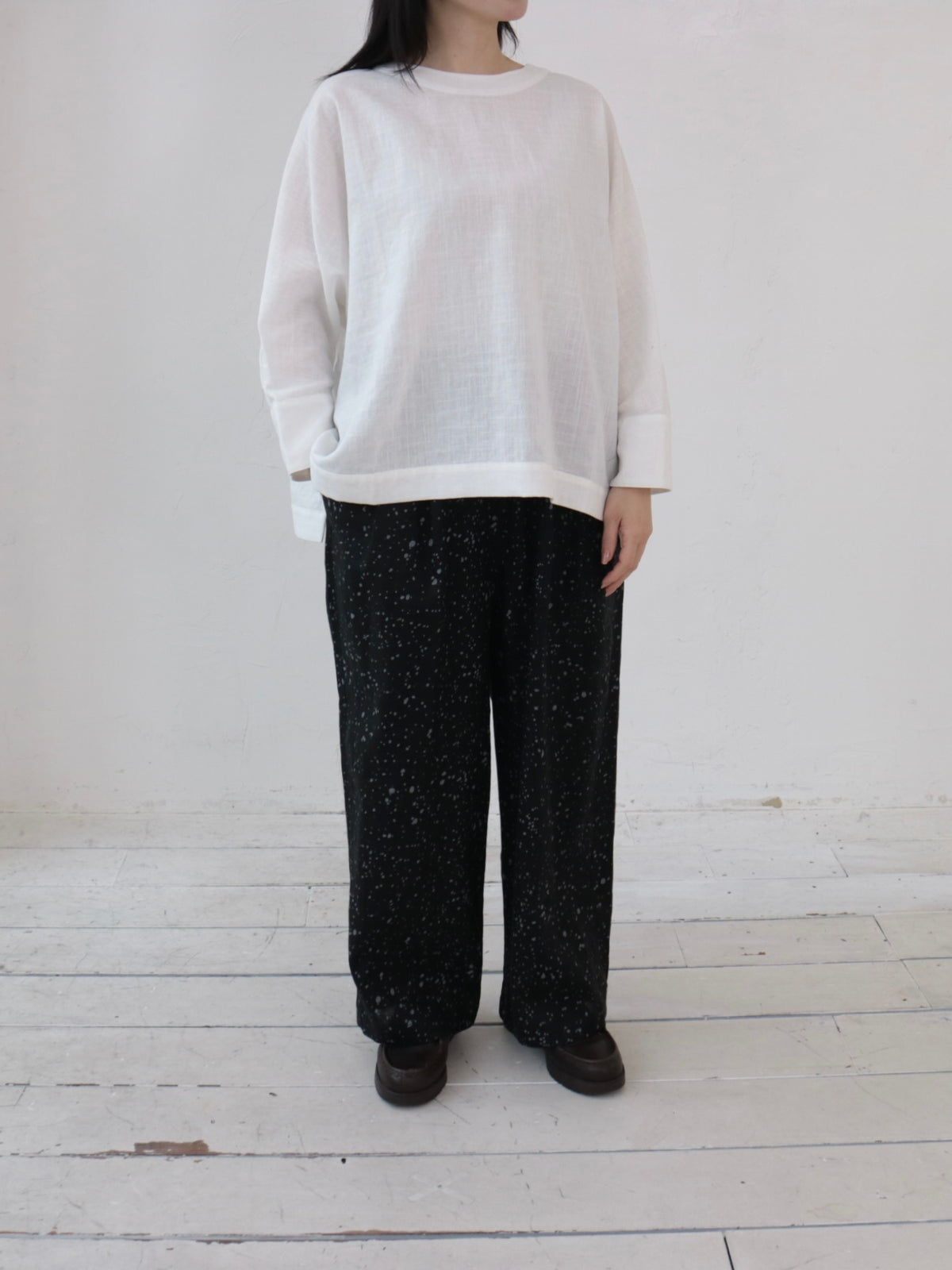 YARRA リネンドットプリントパンツ YR-1645-204