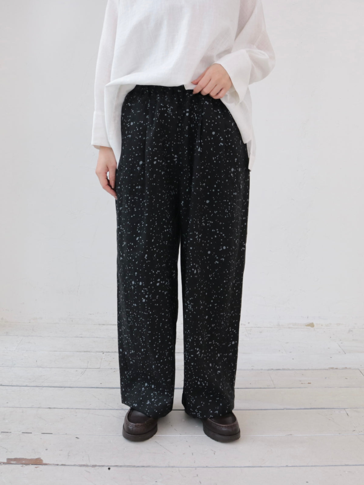 YARRA リネンドットプリントパンツ YR-1645-204