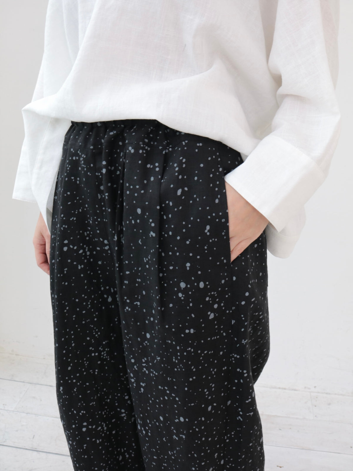 YARRA リネンドットプリントパンツ YR-1645-204