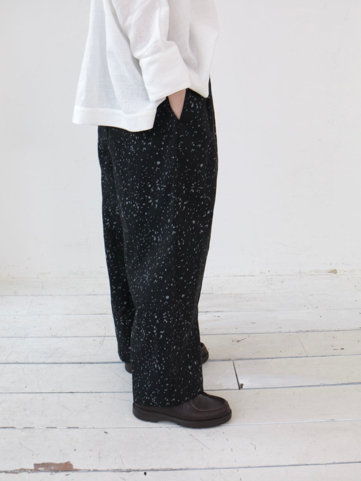 YARRA リネンドットプリントパンツ YR-1645-204