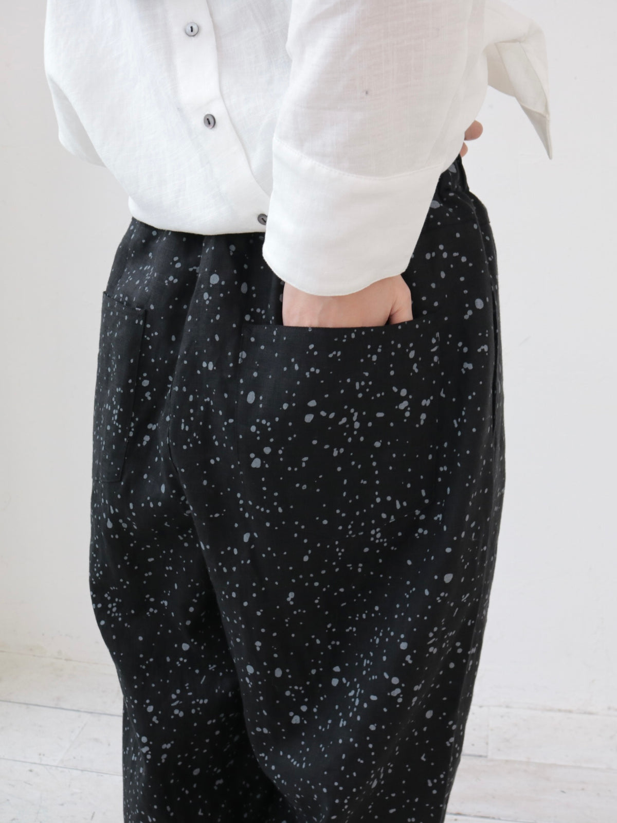 YARRA リネンドットプリントパンツ YR-1645-204