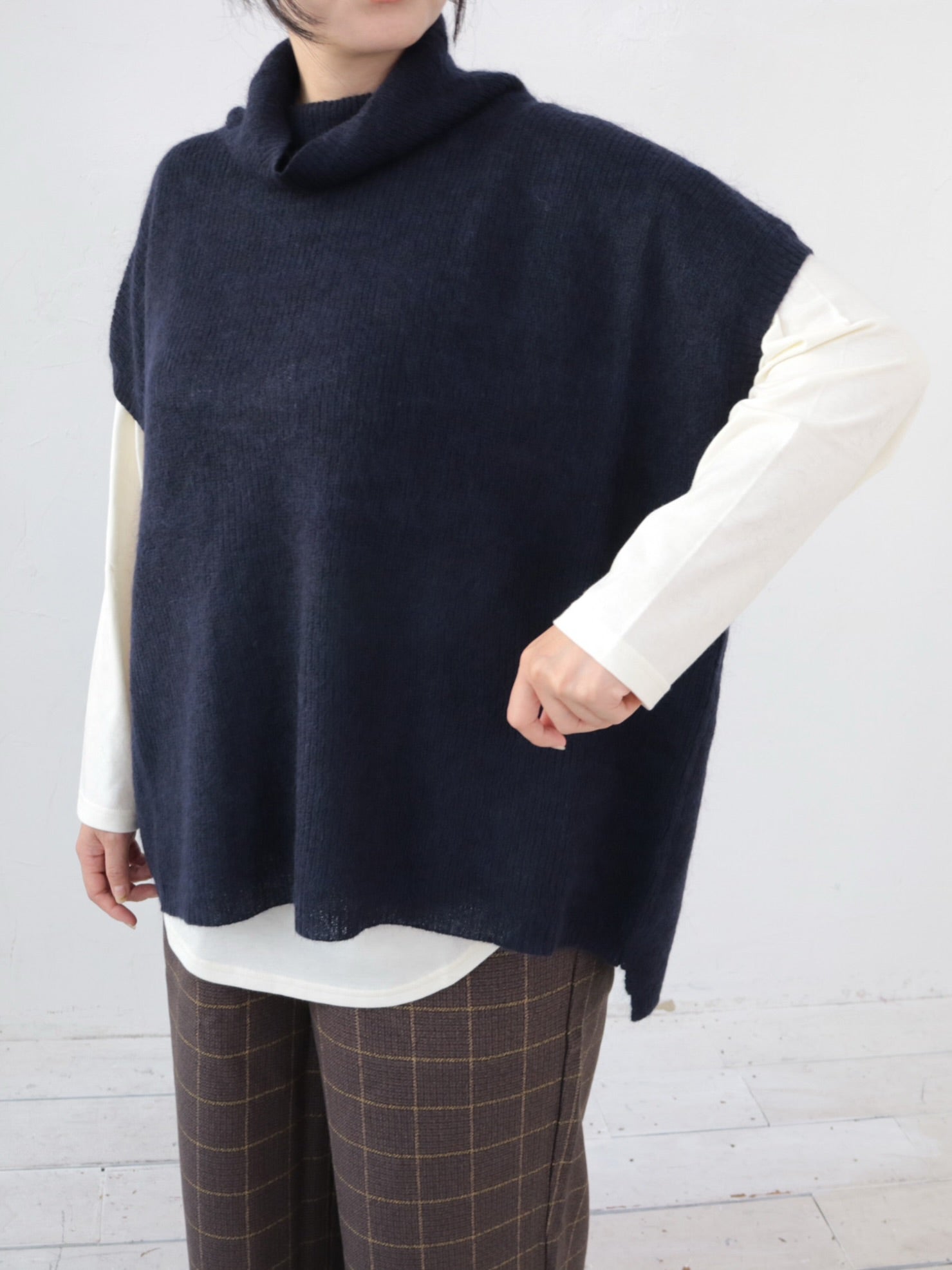 YARRA モヘアブレンドタートルニットベスト YR-1548-227