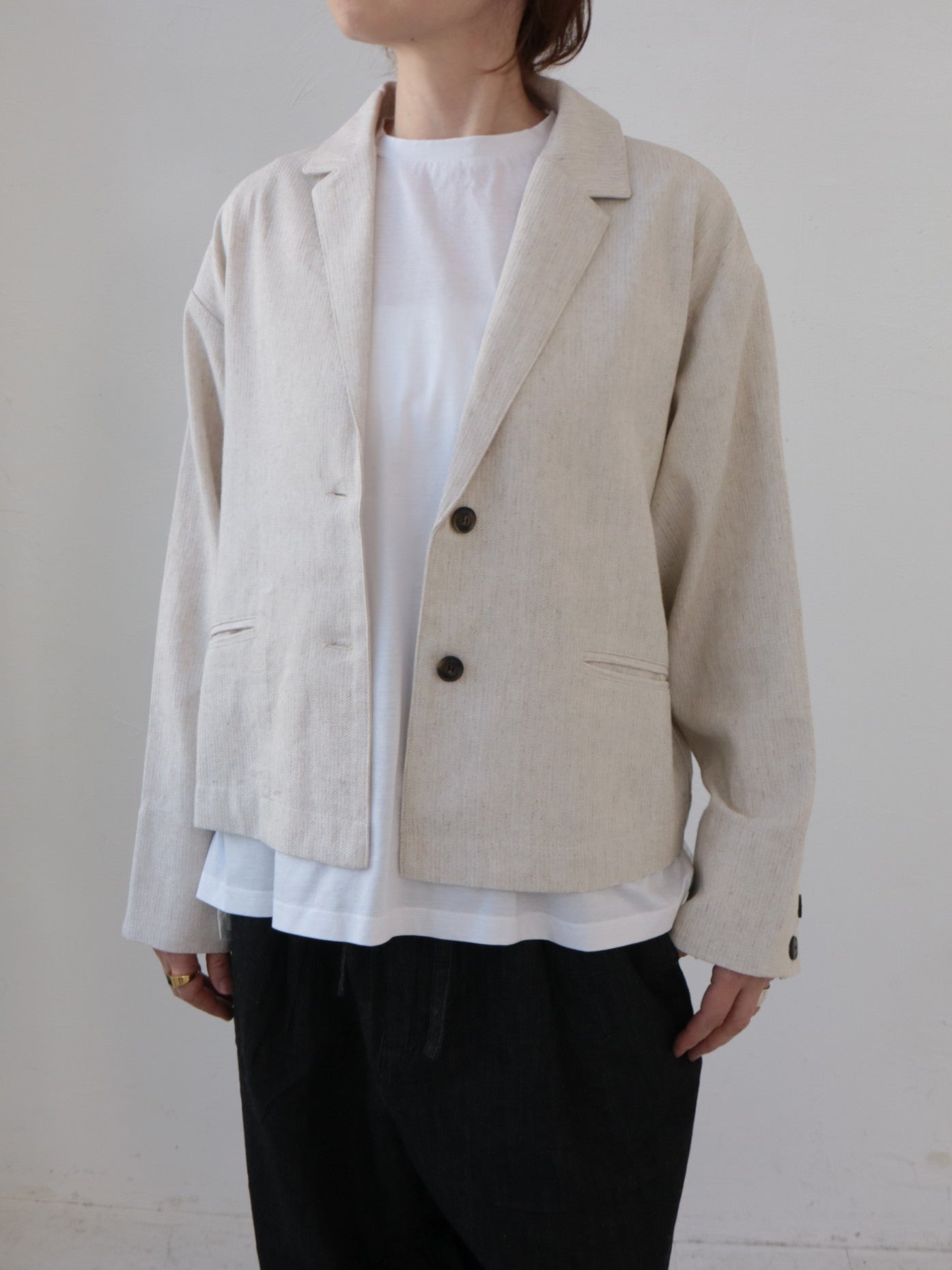 doux bleu リネンレーヨン ストライプジャケット DB-2547-016