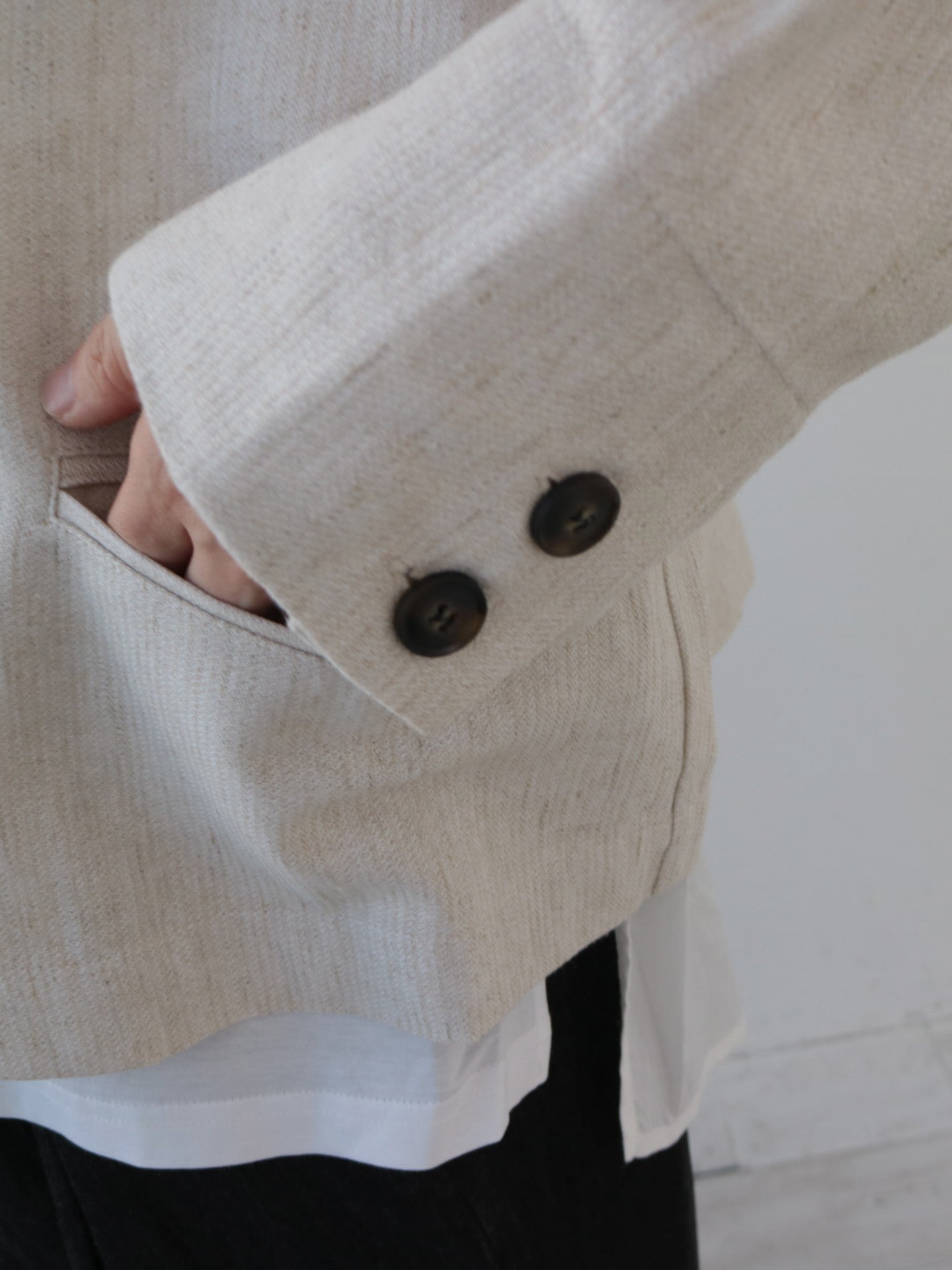 doux bleu リネンレーヨン ストライプジャケット DB-2547-016