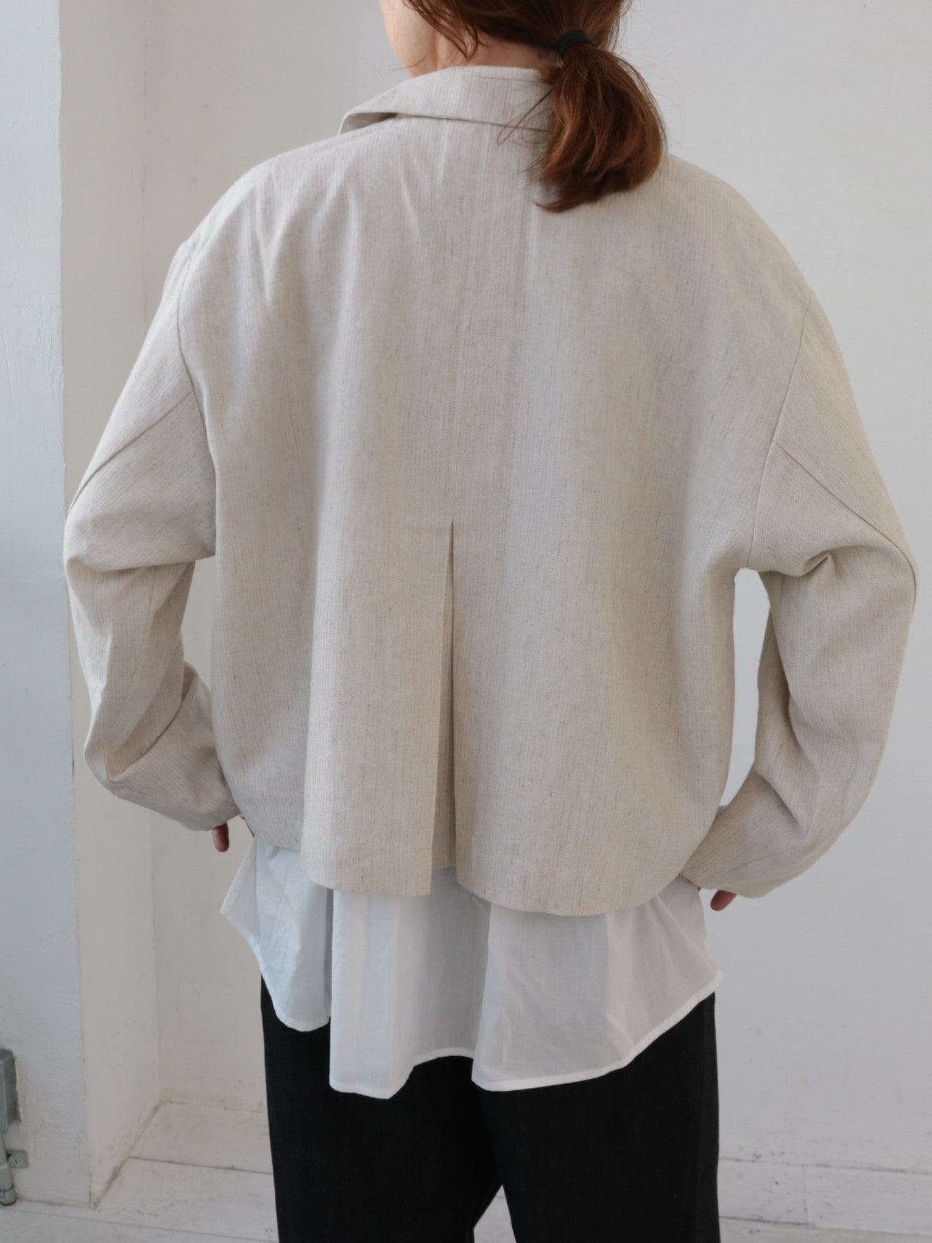 doux bleu リネンレーヨン ストライプジャケット DB-2547-016