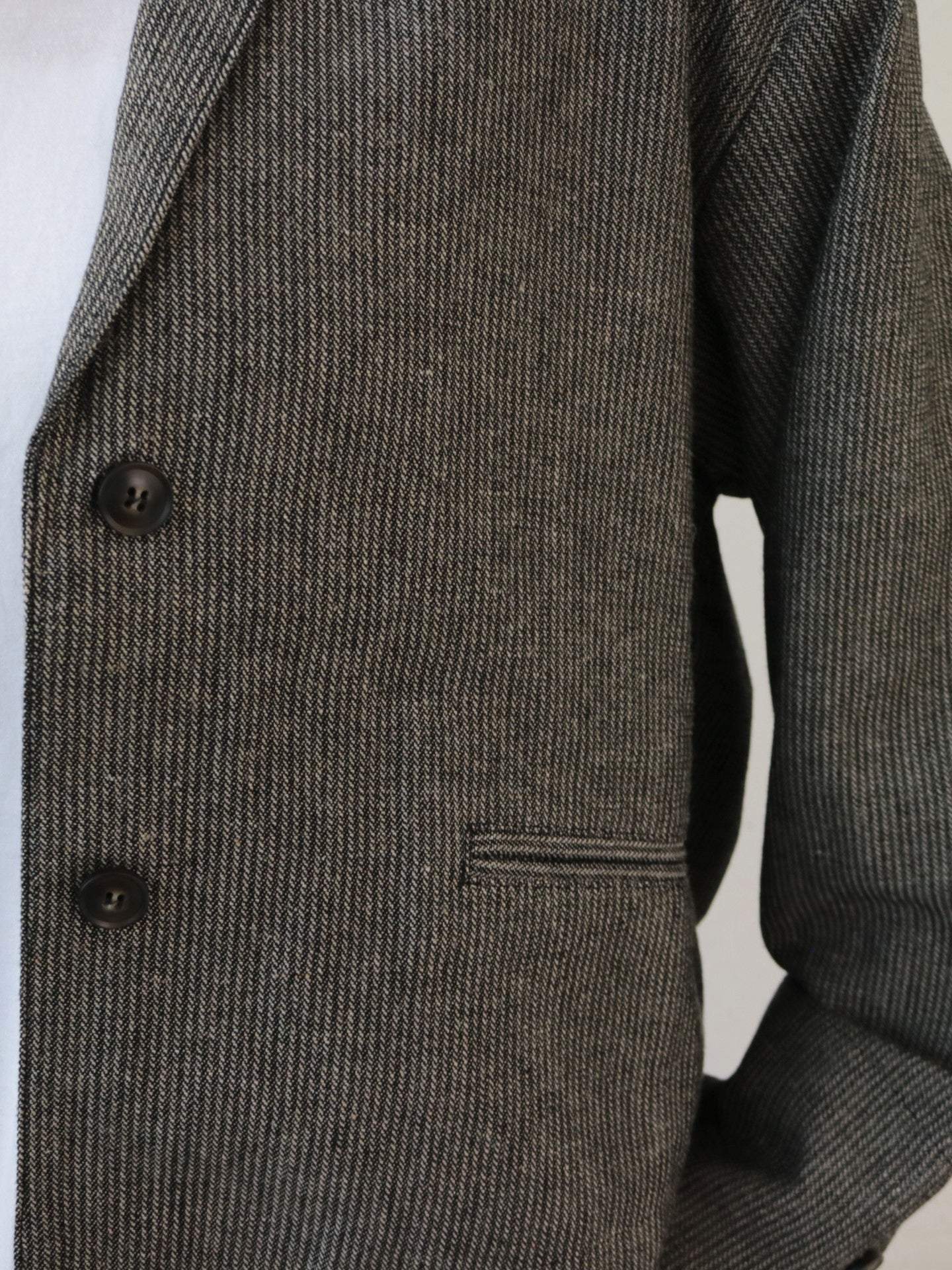 doux bleu リネンレーヨン ストライプジャケット DB-2547-016