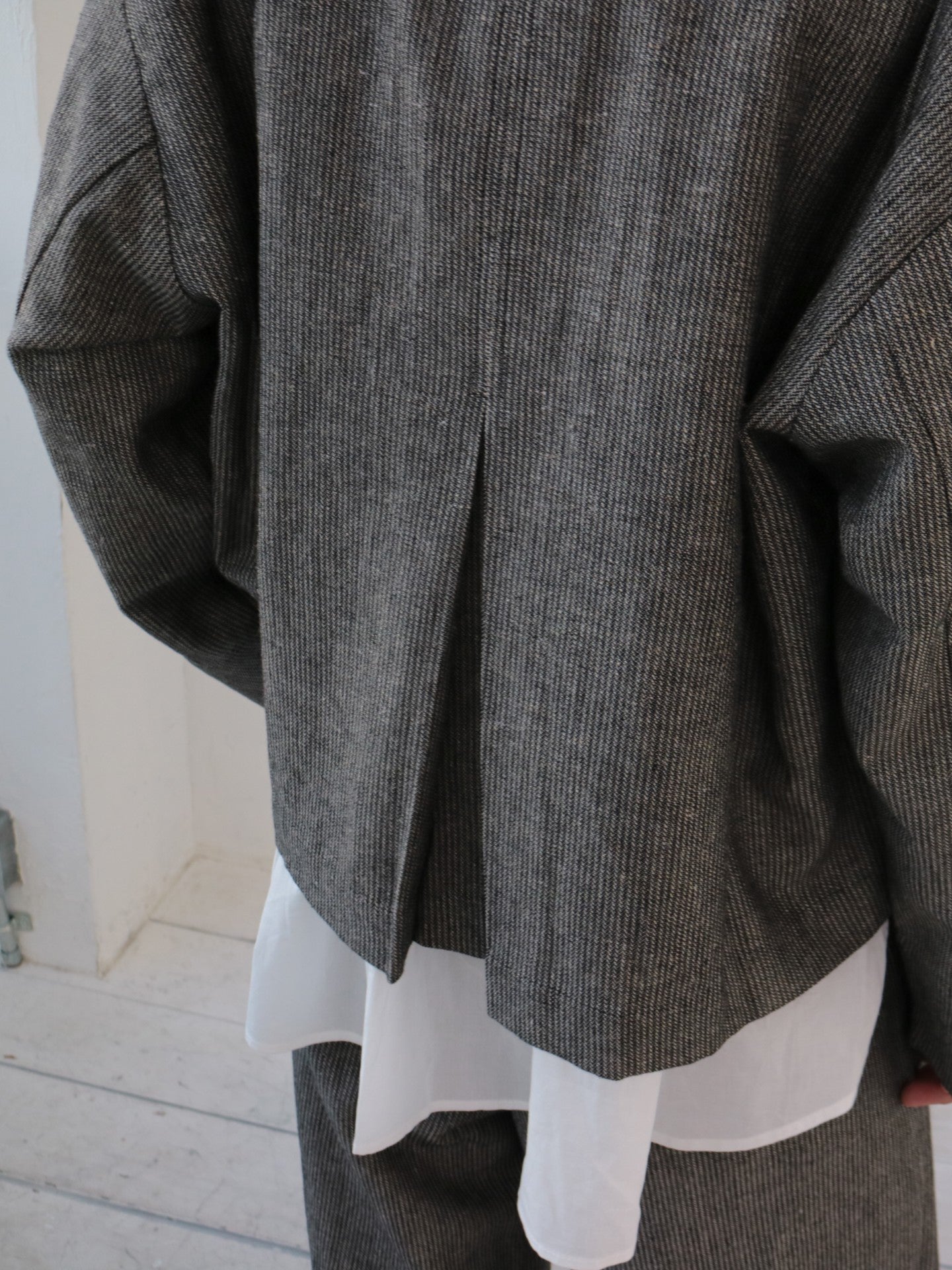 doux bleu リネンレーヨン ストライプジャケット DB-2547-016