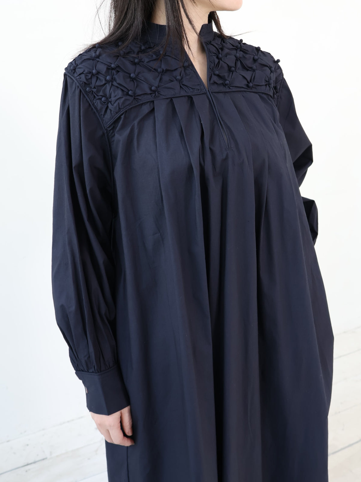 doux bleu ドットスモッキング カフタンワンピース DB-2644-030