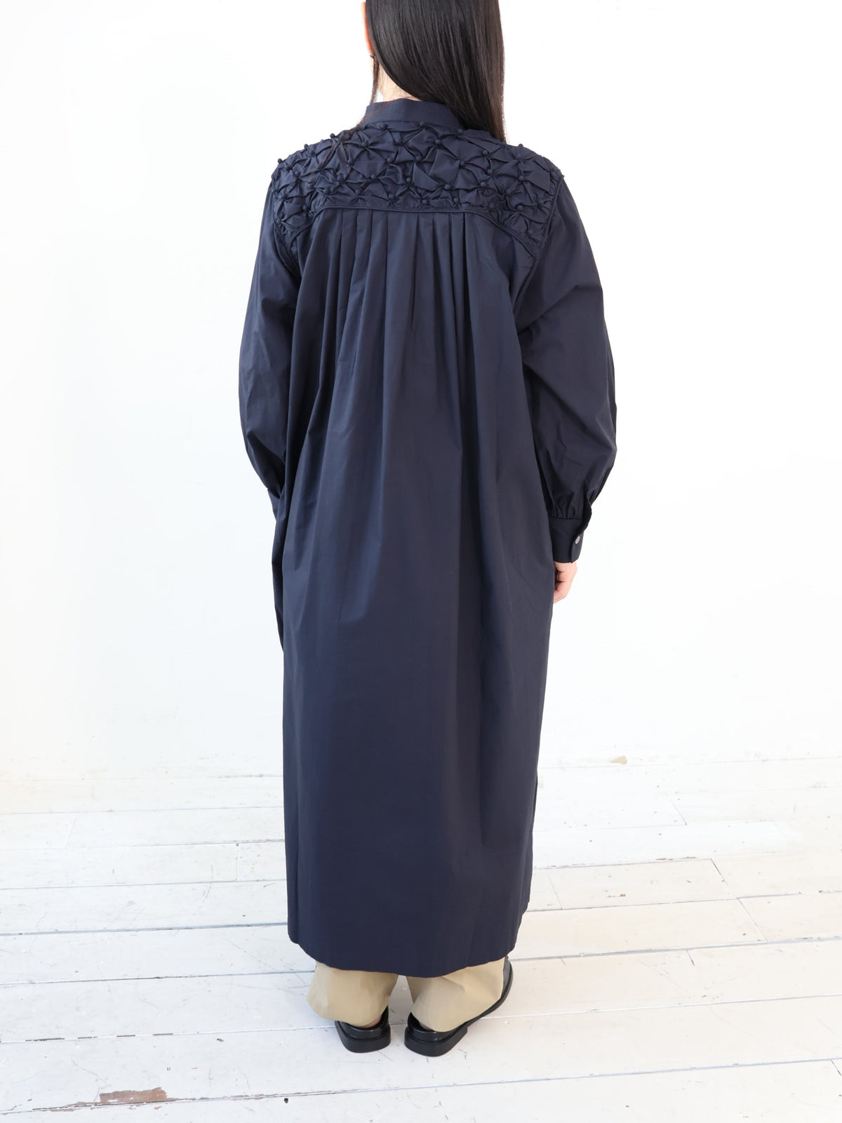 doux bleu ドットスモッキング カフタンワンピース DB-2644-030
