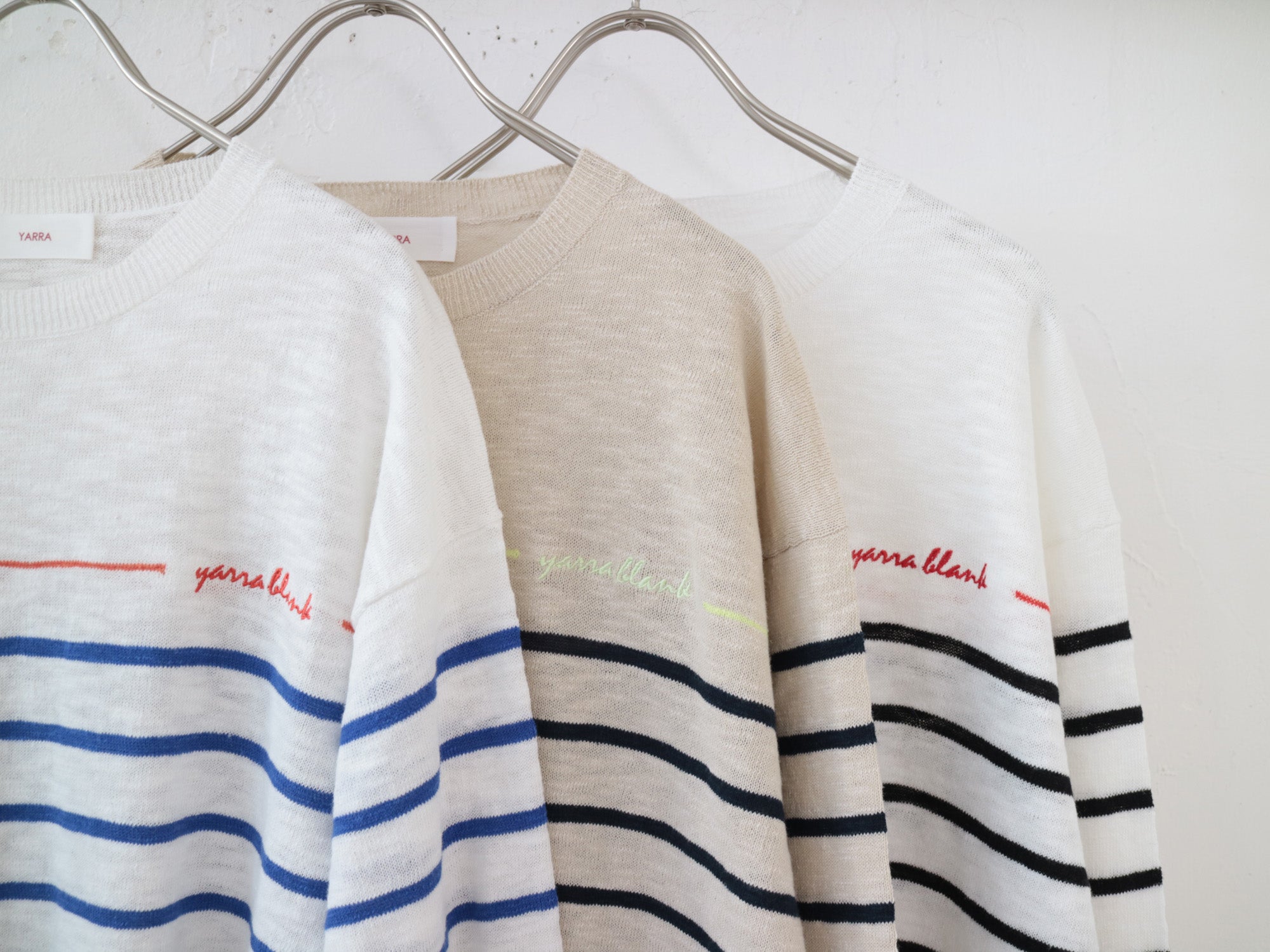 YARRA 刺繍ボーダーニットプルオーバー YR-1612-207