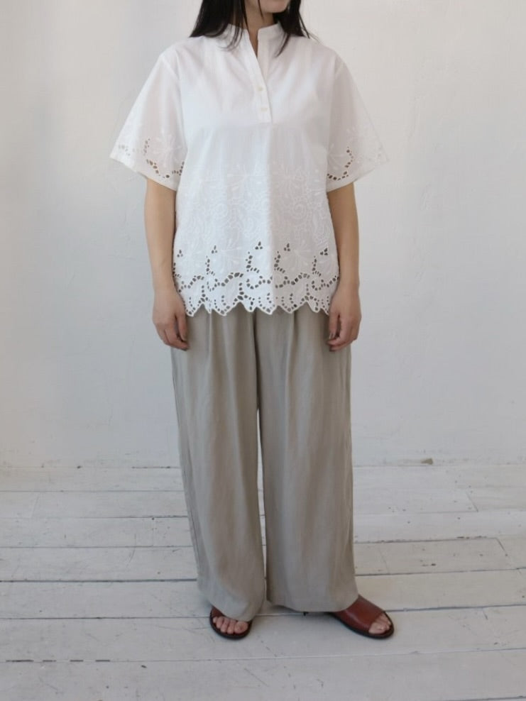 YARRA INDIAスカラップ刺繍ブラウス YR-1623-266