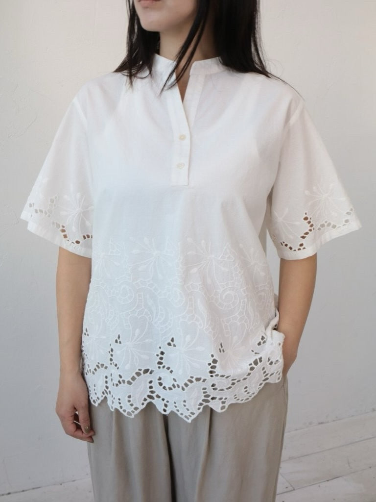 YARRA INDIAスカラップ刺繍ブラウス YR-1623-266