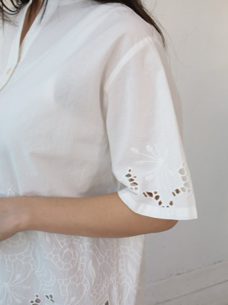 YARRA INDIAスカラップ刺繍ブラウス YR-1623-266